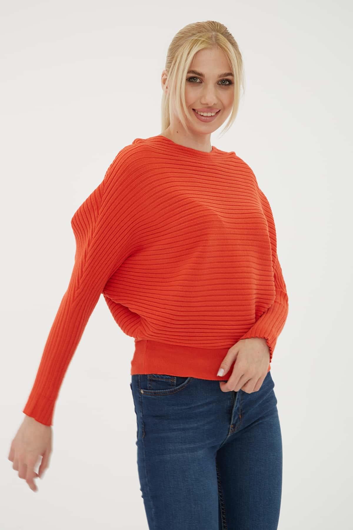 Yarasa Kol Bluz Turuncu | Fashion Friends