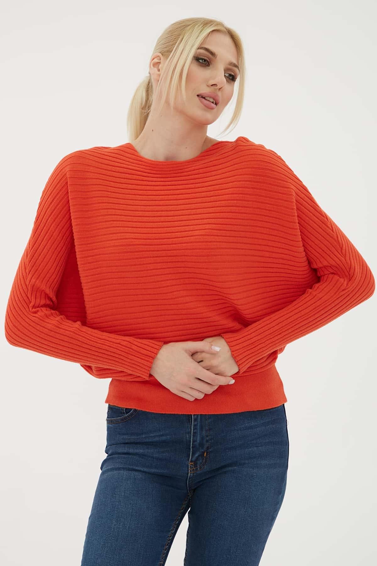 Yarasa Kol Bluz Turuncu | Fashion Friends