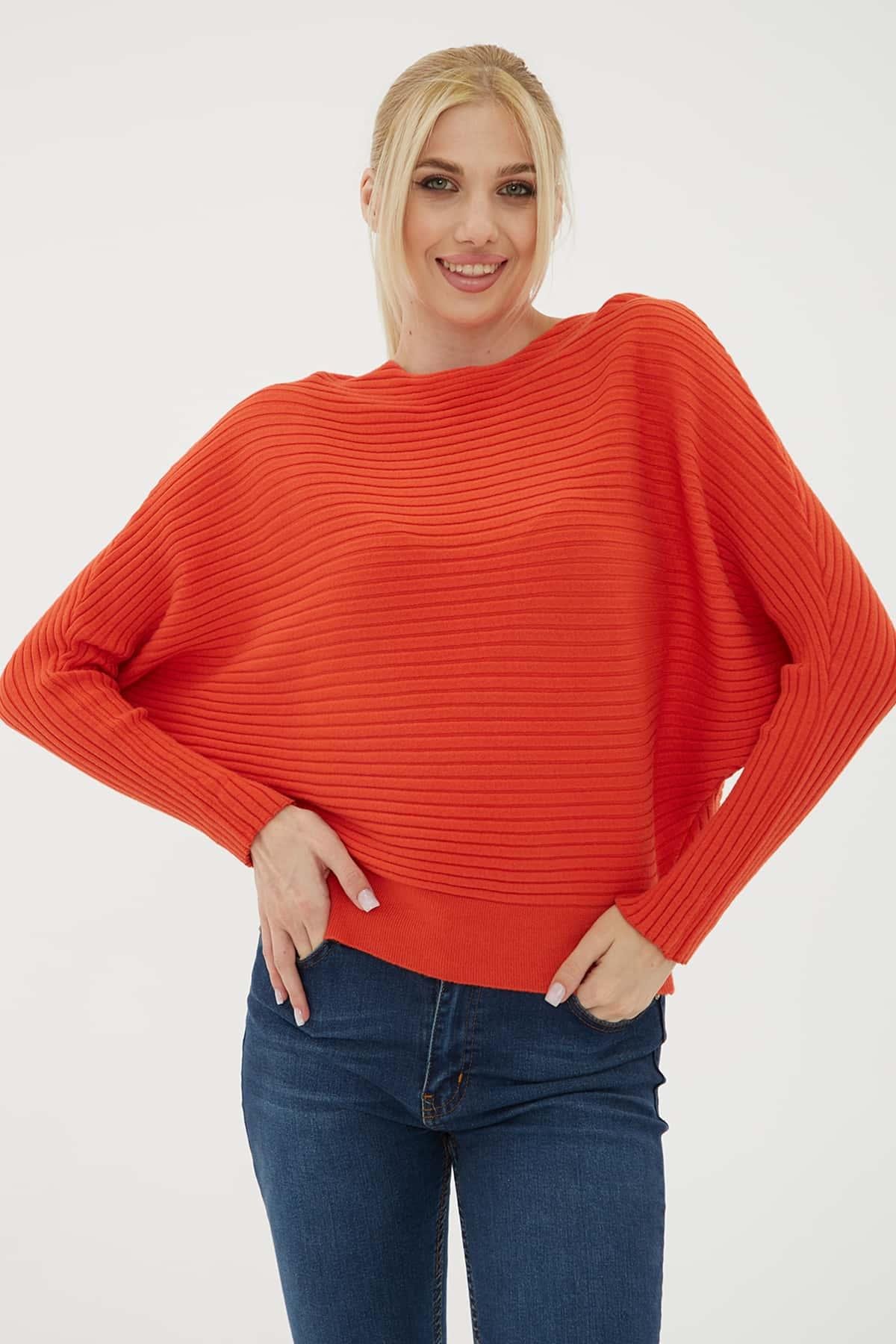 Yarasa Kol Bluz Turuncu | Fashion Friends