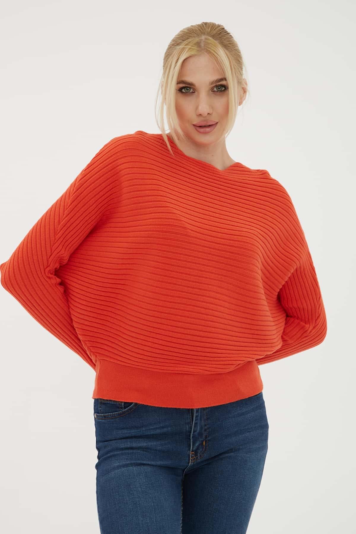 Yarasa Kol Bluz Turuncu | Fashion Friends