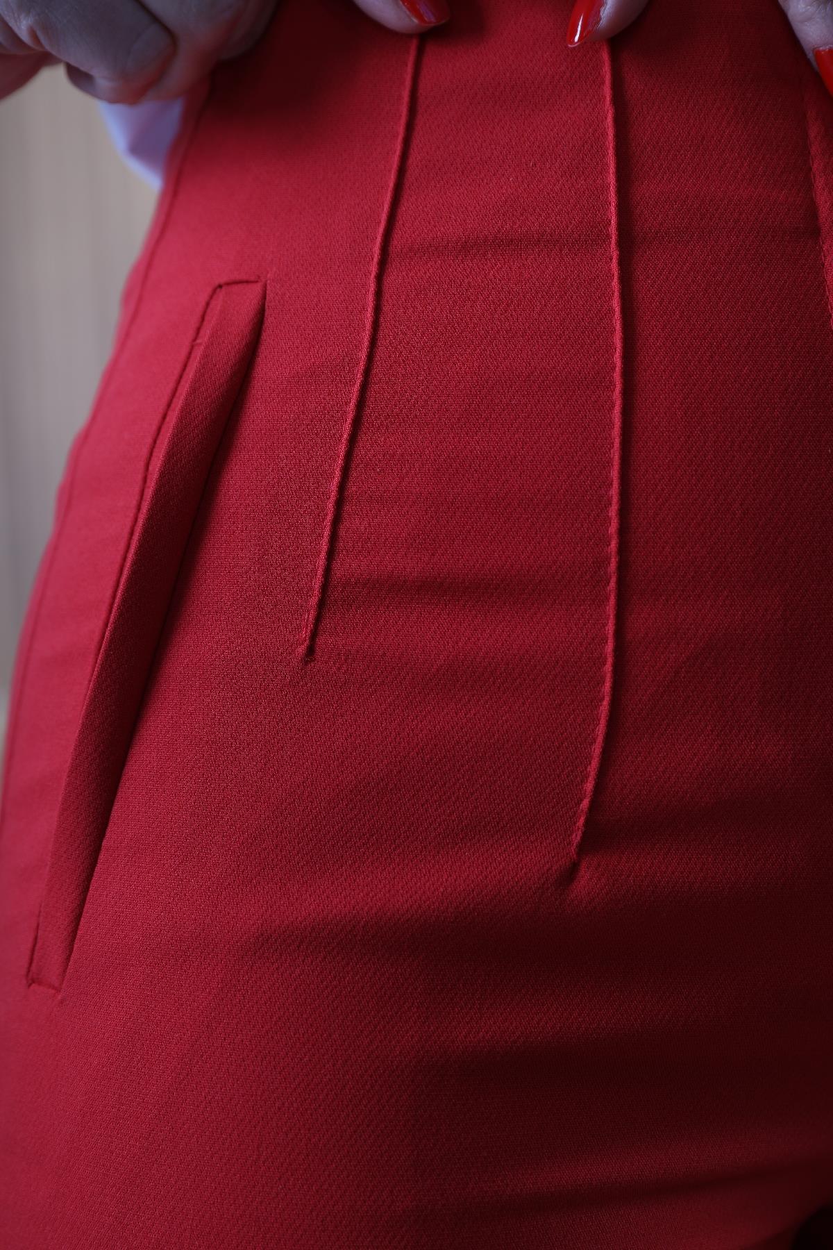Red Fabric Trousers with Floats