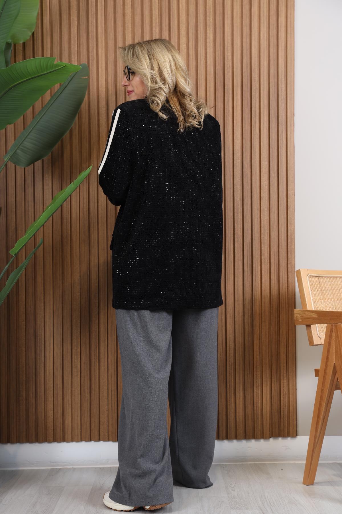 İthal Kadife Siyah Blazer