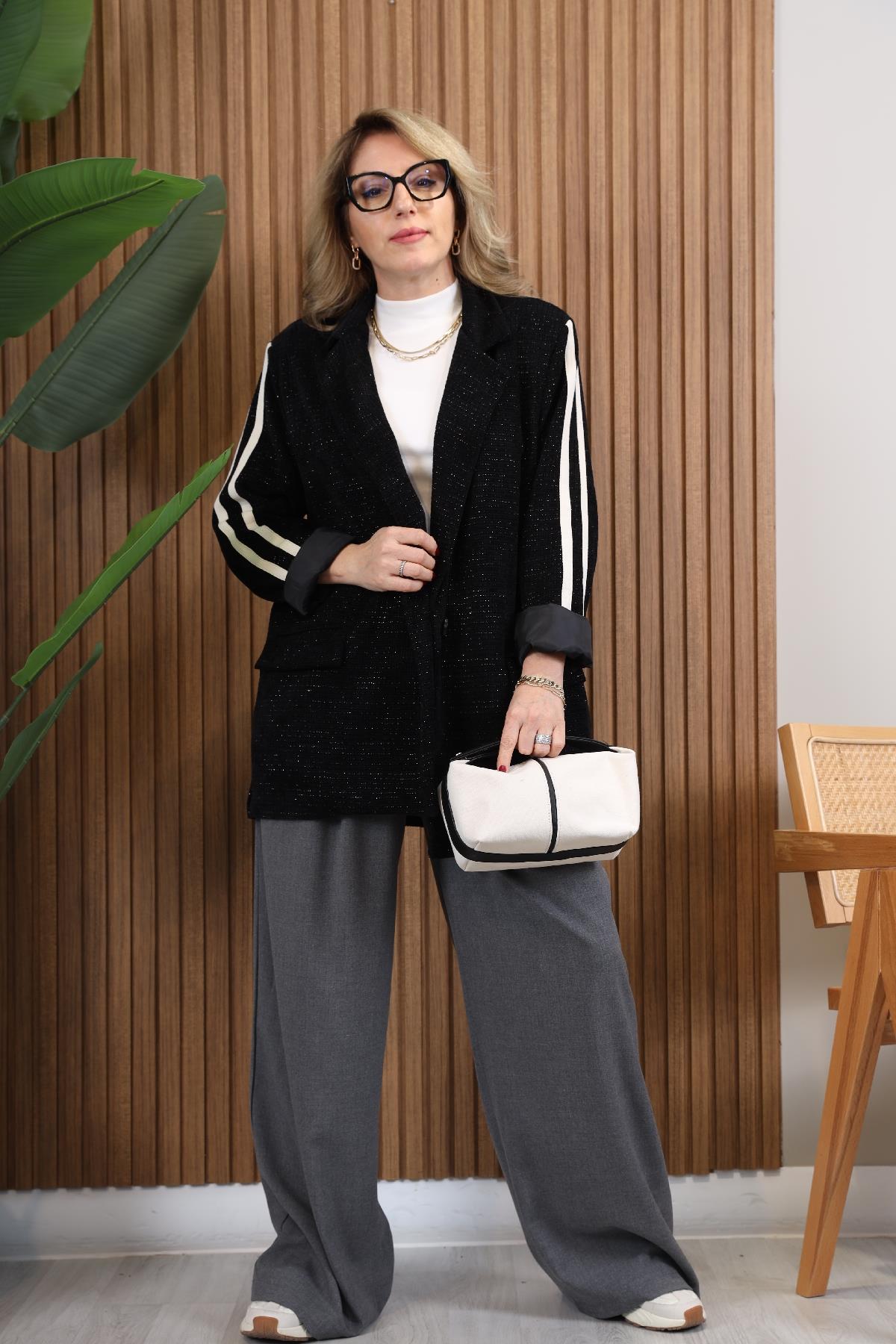 İthal Kadife Siyah Blazer