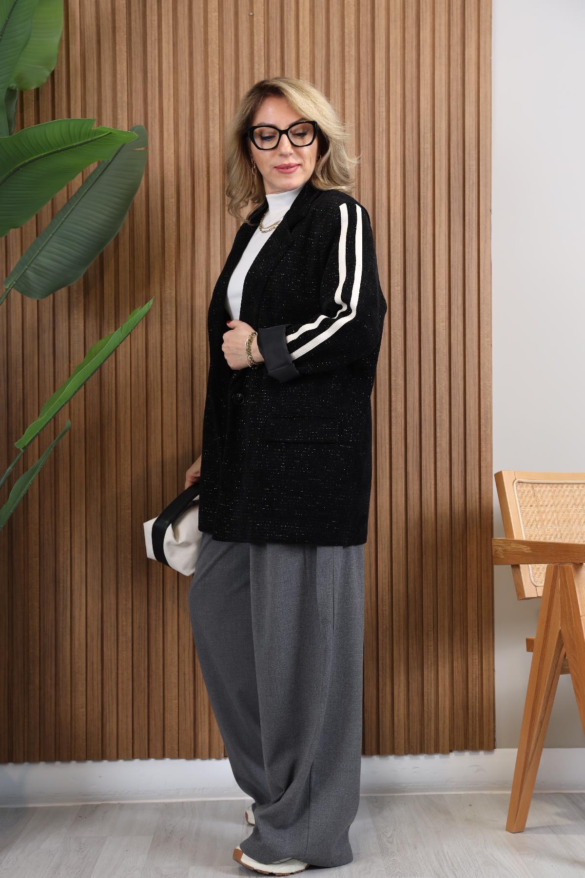 İthal Kadife Siyah Blazer