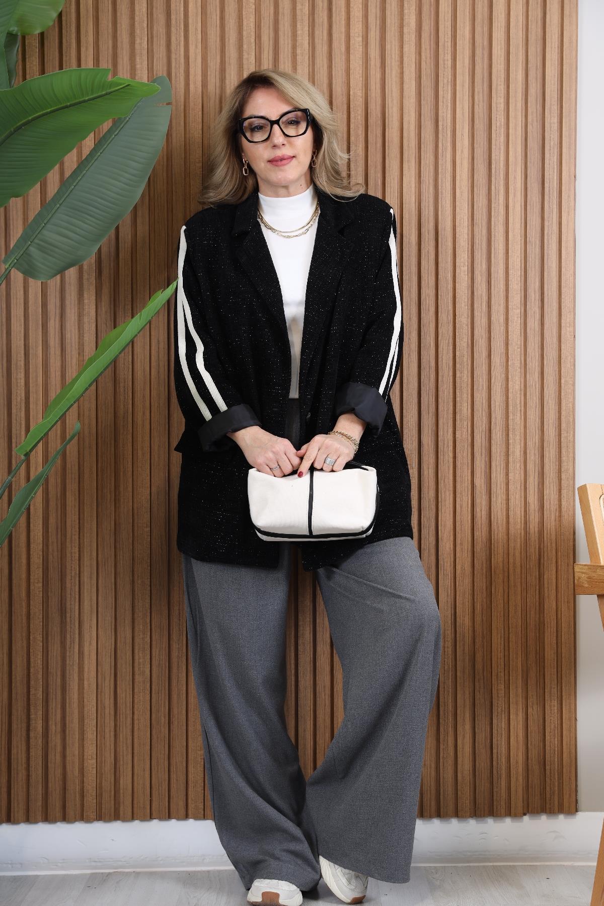 İthal Kadife Siyah Blazer
