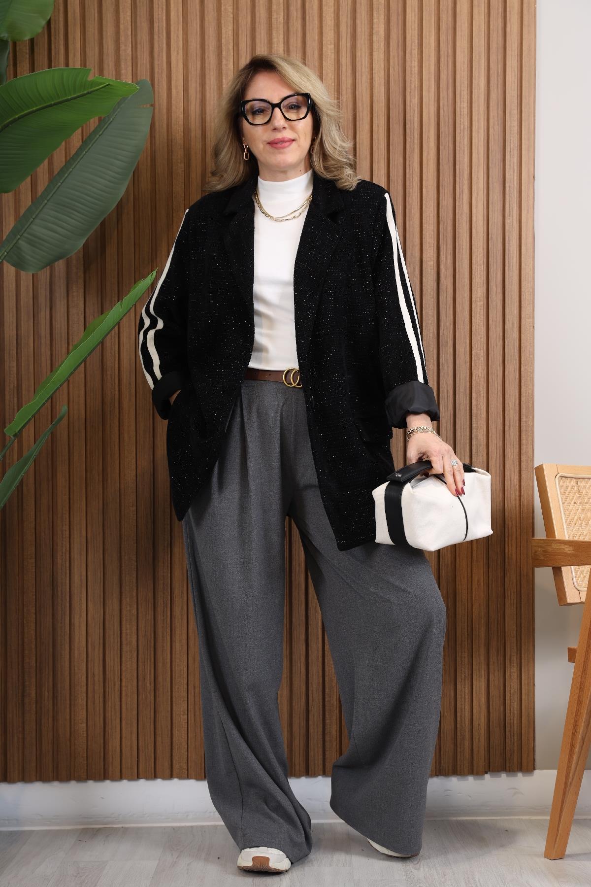 İthal Kadife Siyah Blazer