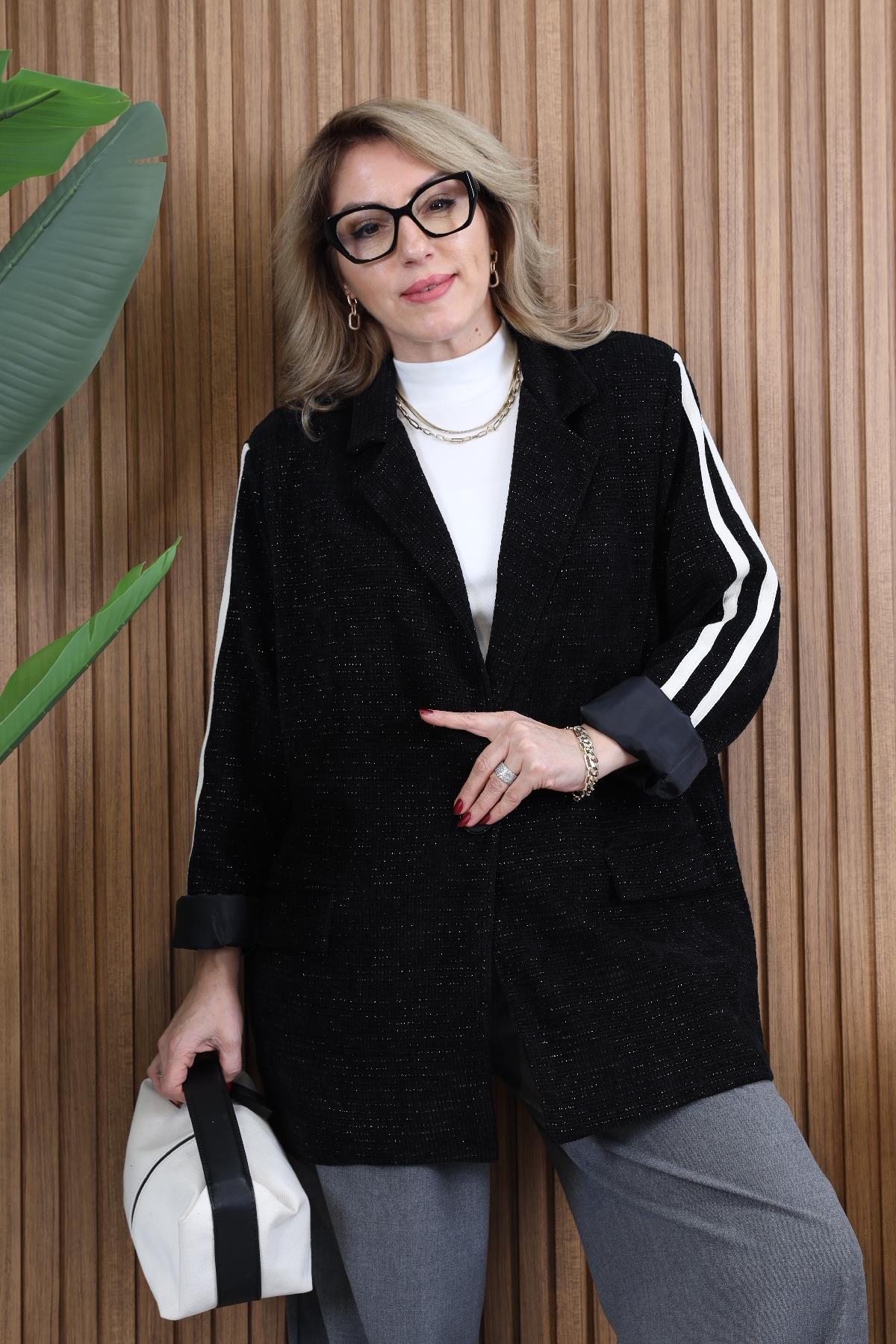 İthal Kadife Siyah Blazer