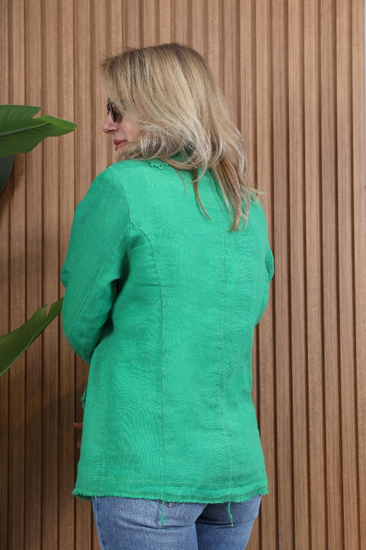İthal Keten Yeşil Blazer