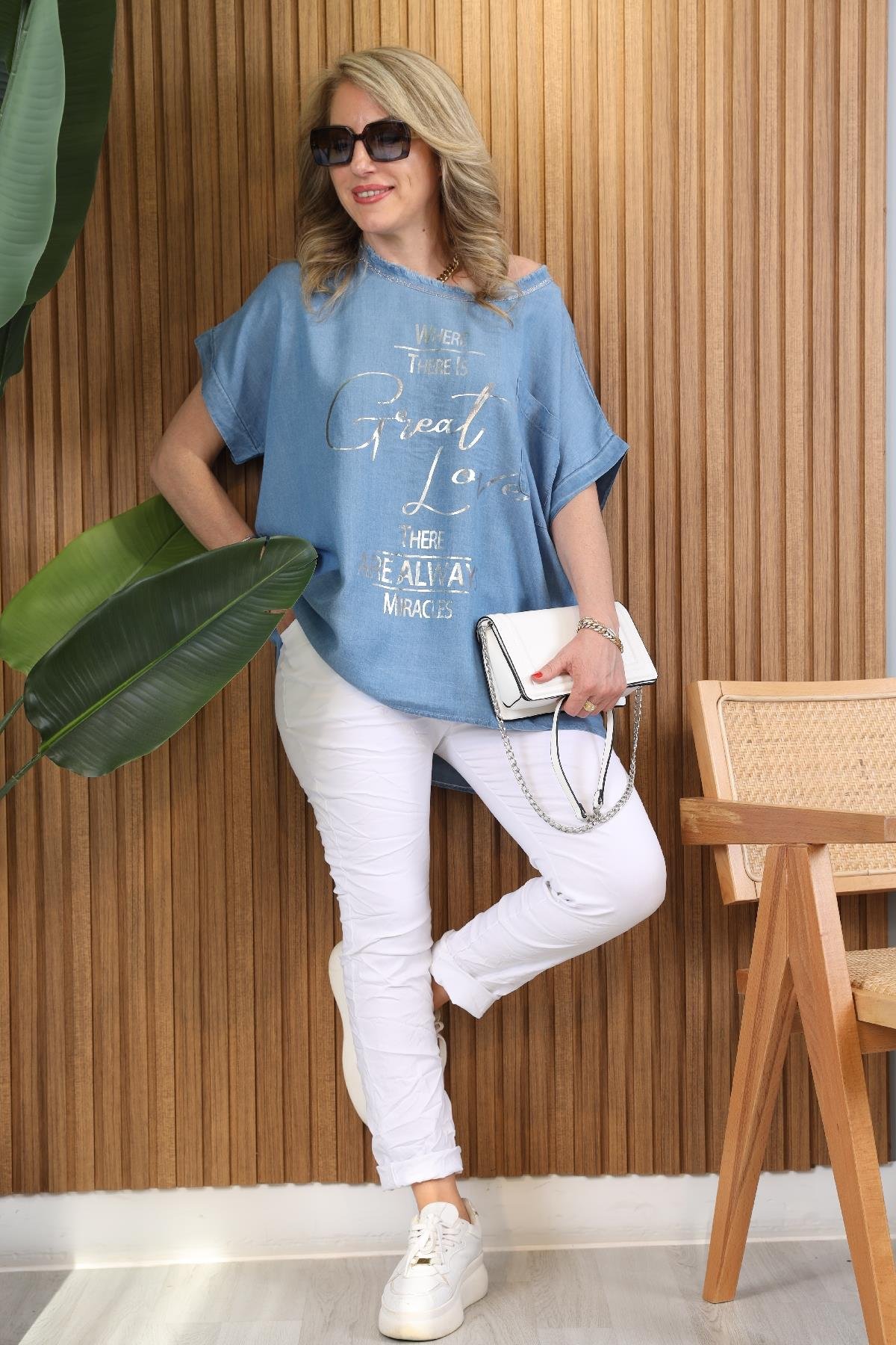 İthal Kot Tensel İndigo Bluz