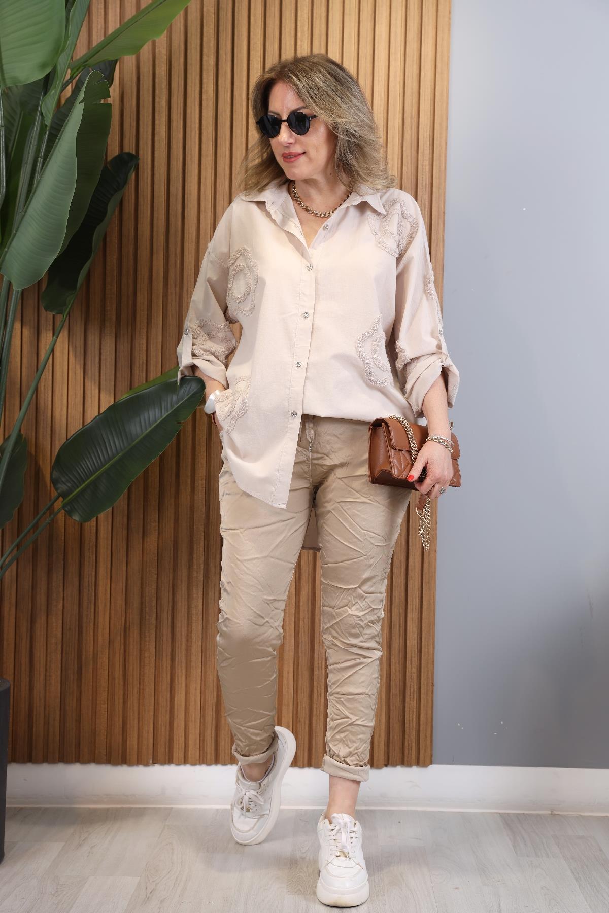 İthal Saten Gold Pantolon
