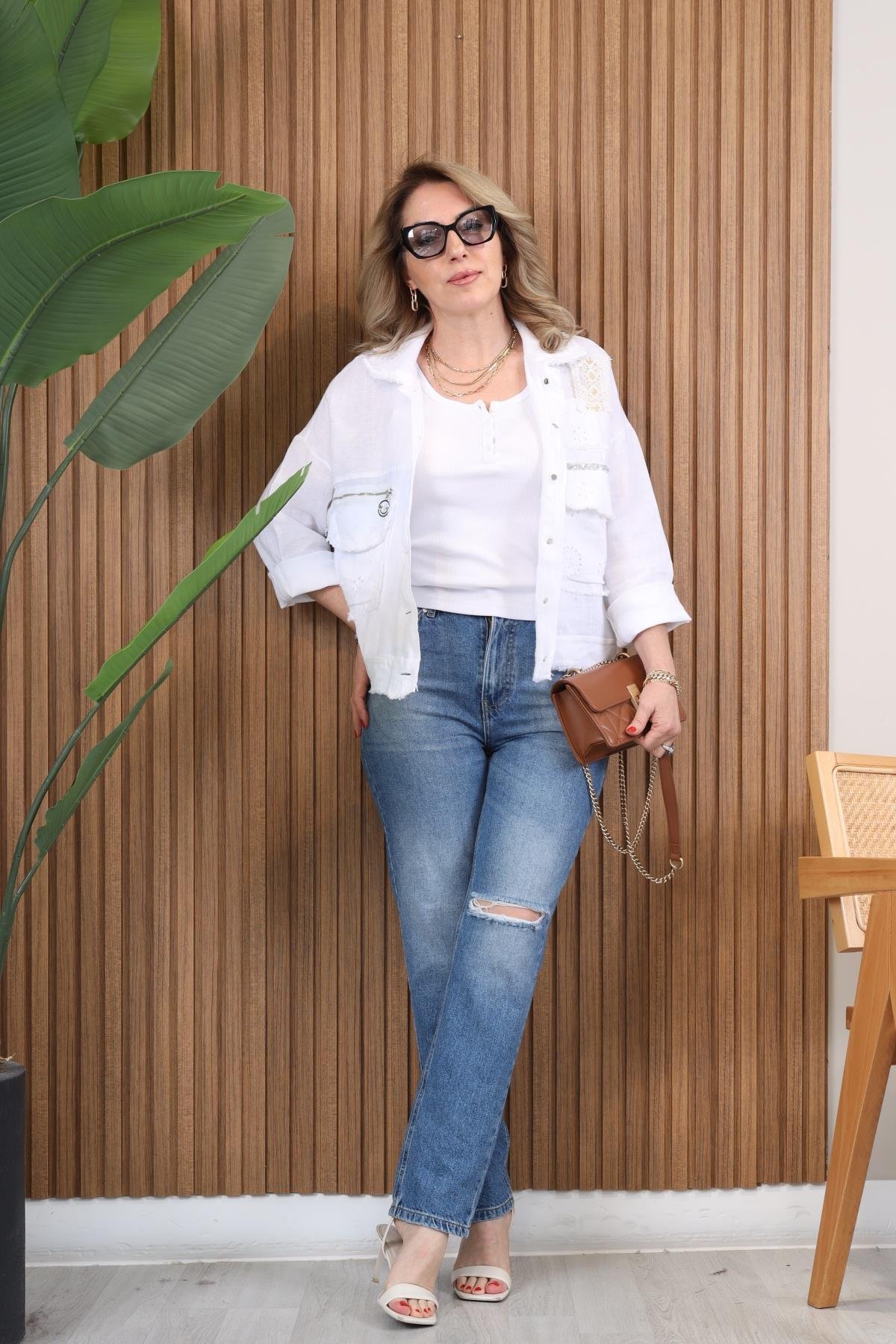 Orjınal Marka Yırtık Diz Model Jean