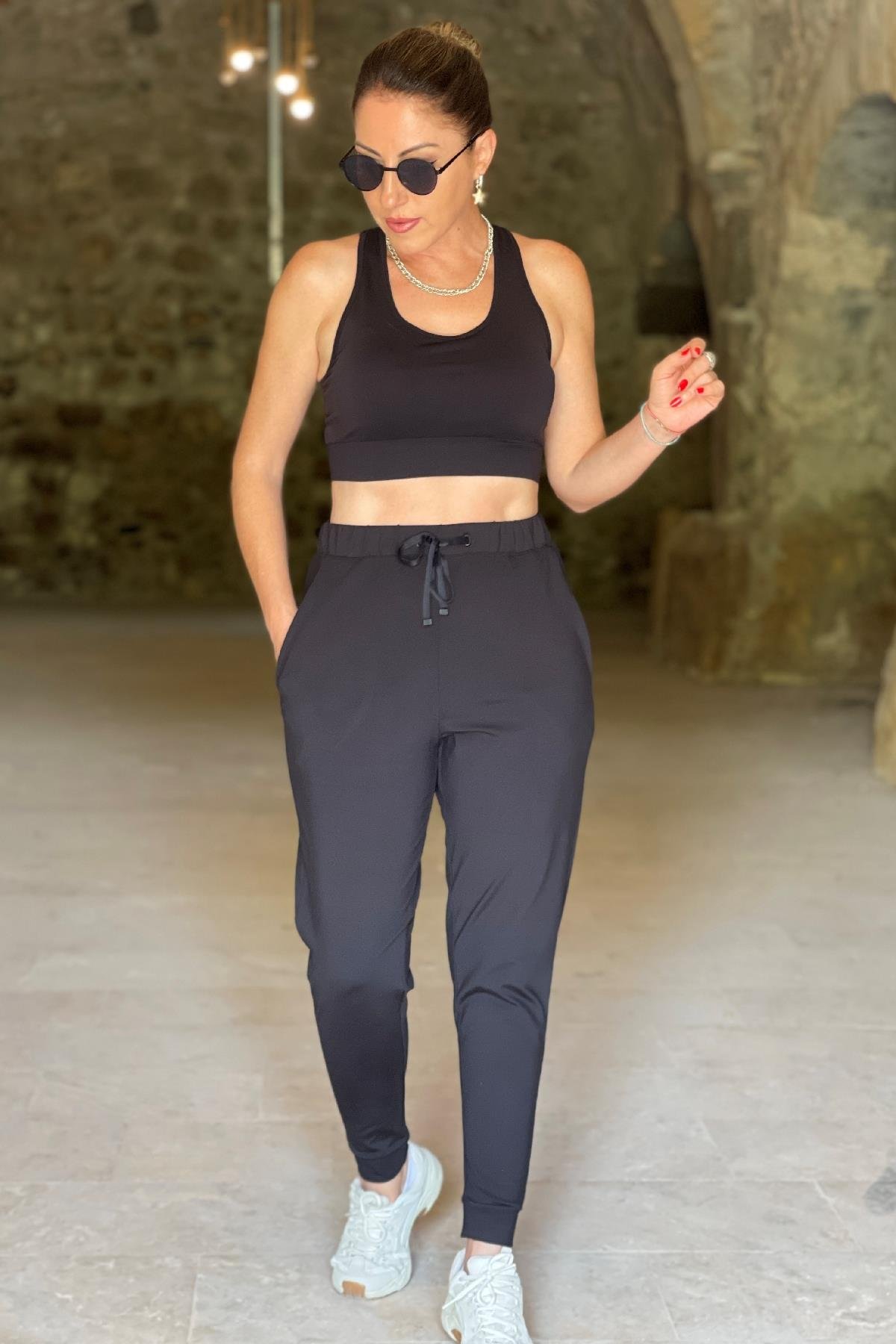 Siyah Dikişsiz Crop