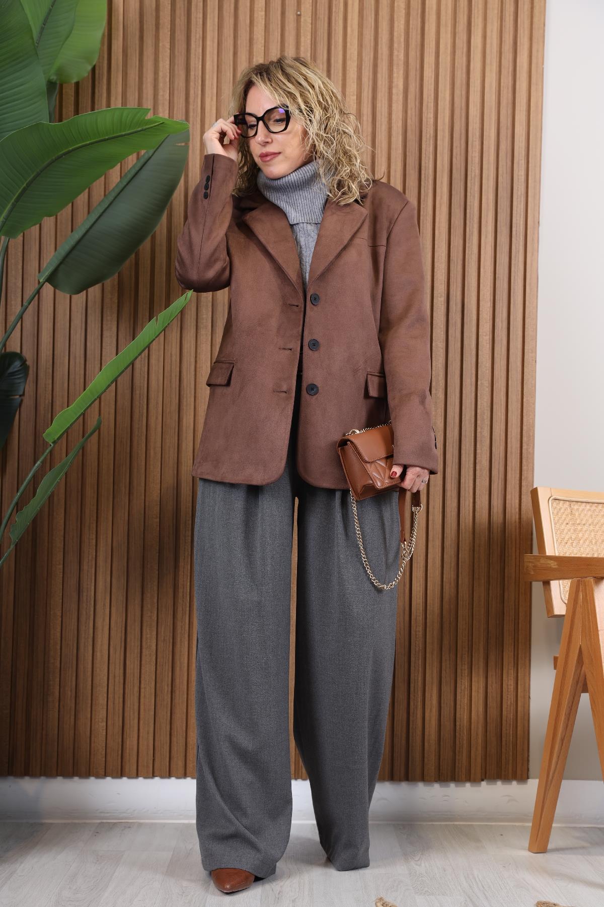 Süet Kahve Blazer