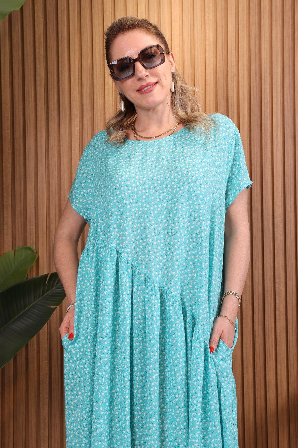 Turkuaz Oversize Elbise
