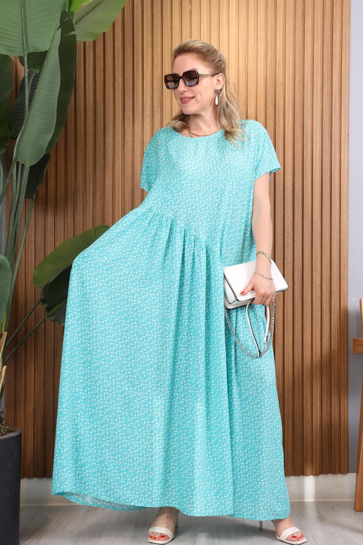 Turkuaz Oversize Elbise