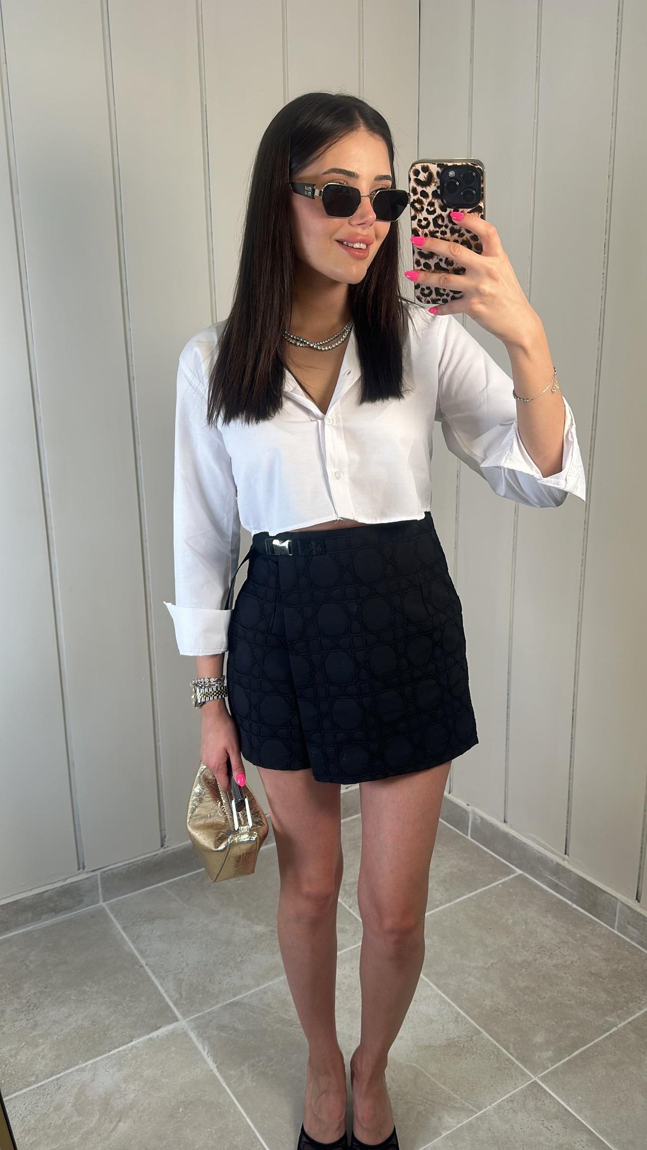 Dior Kumas Siyah Şort Etek