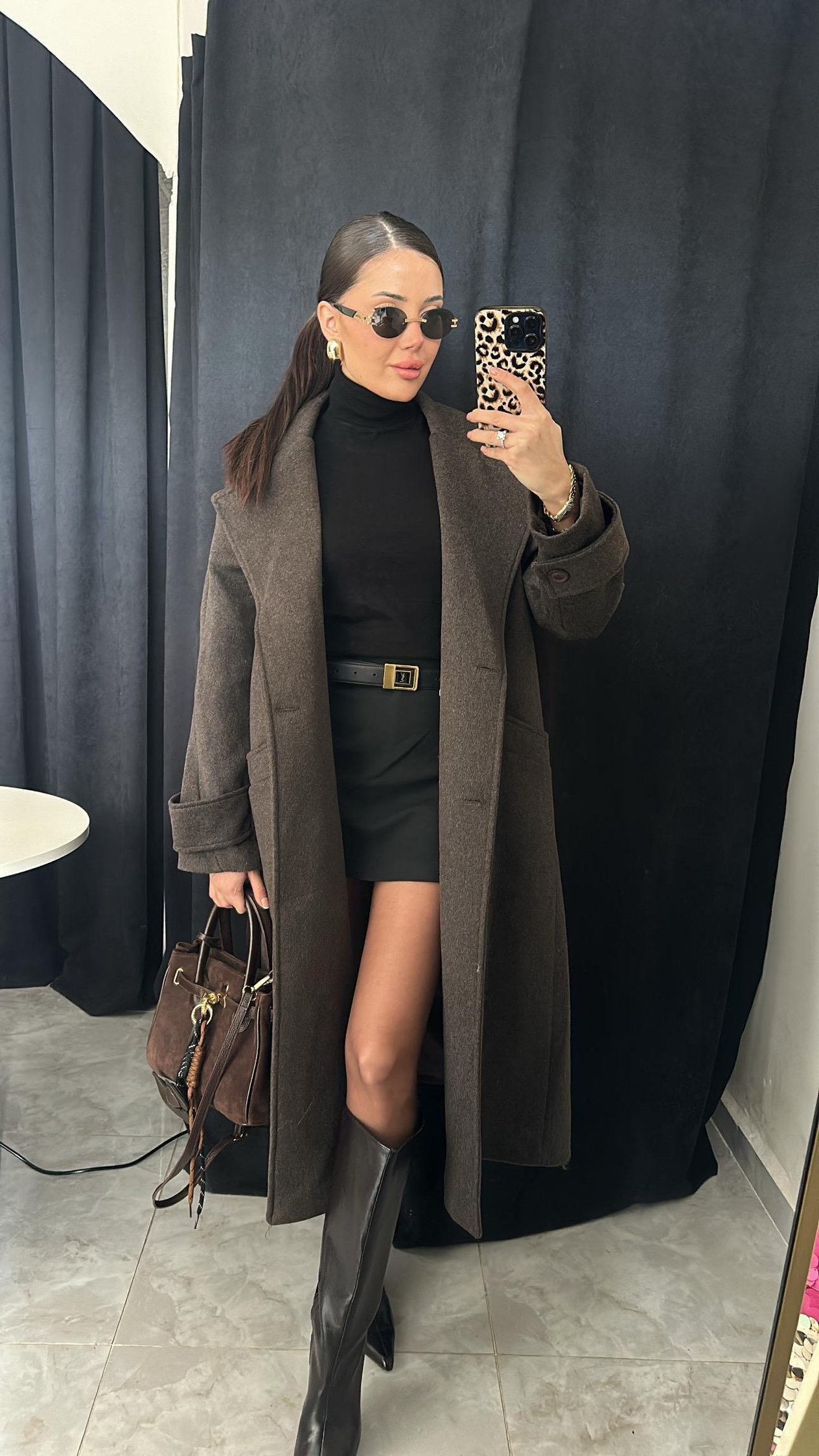 Premium Acı Kahve Astarlı Kaban