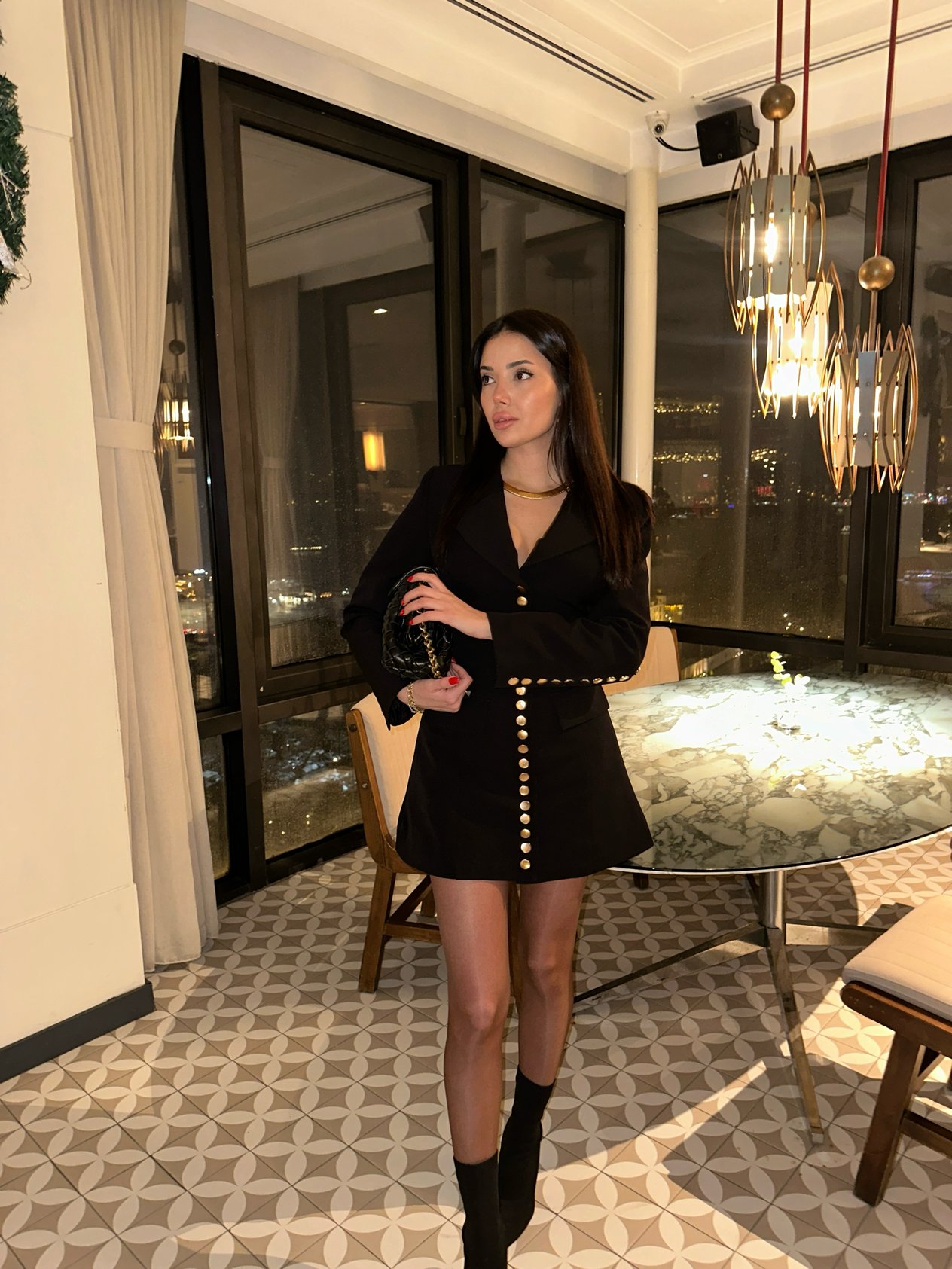 Marka Model Düğmeli Elbise Siyah
