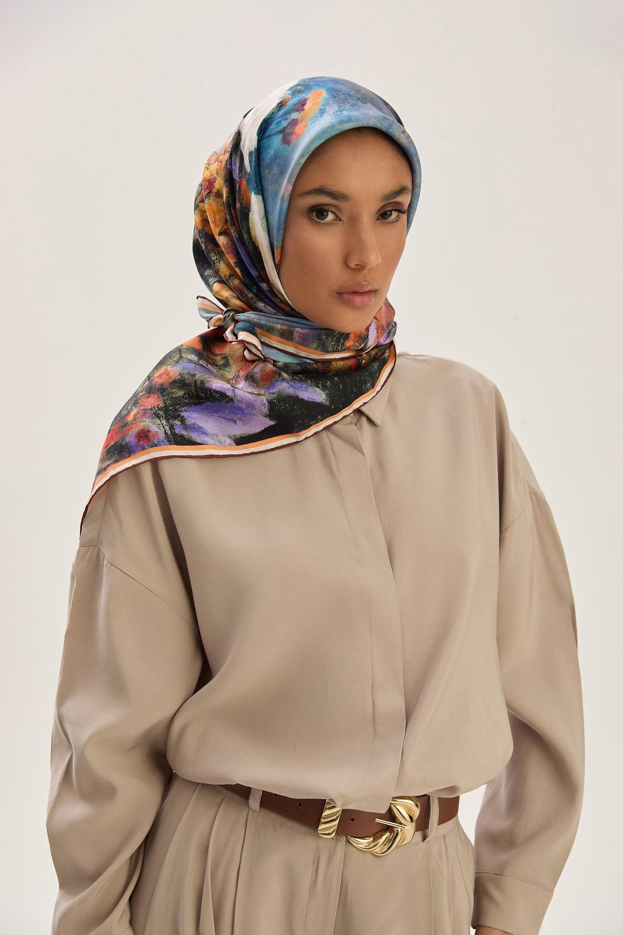 BENNE TİVİL İPEK EŞARP 90*90 CM - MOR