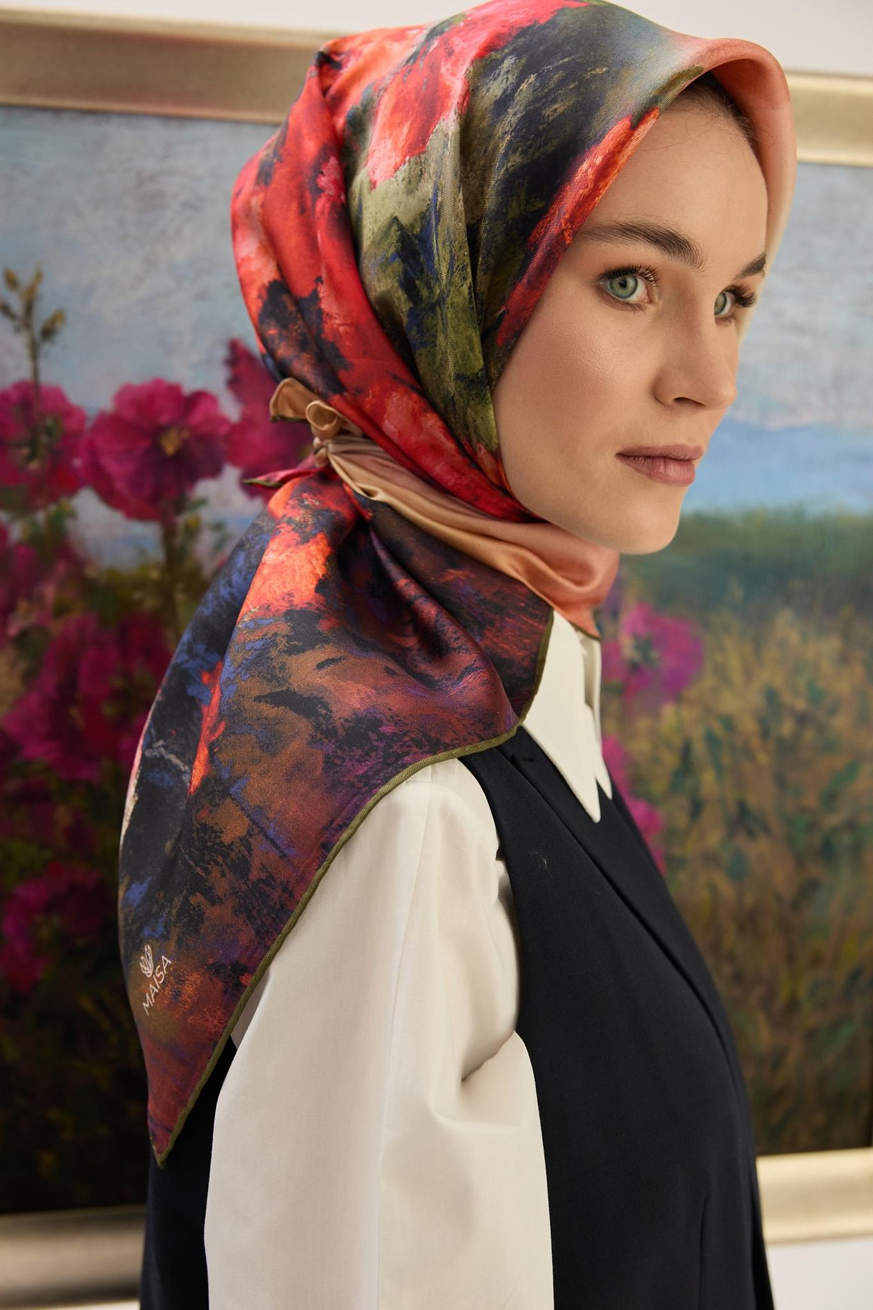 FAM TİVİL İPEK EŞARP 90*90 CM - KAHVERENGİ