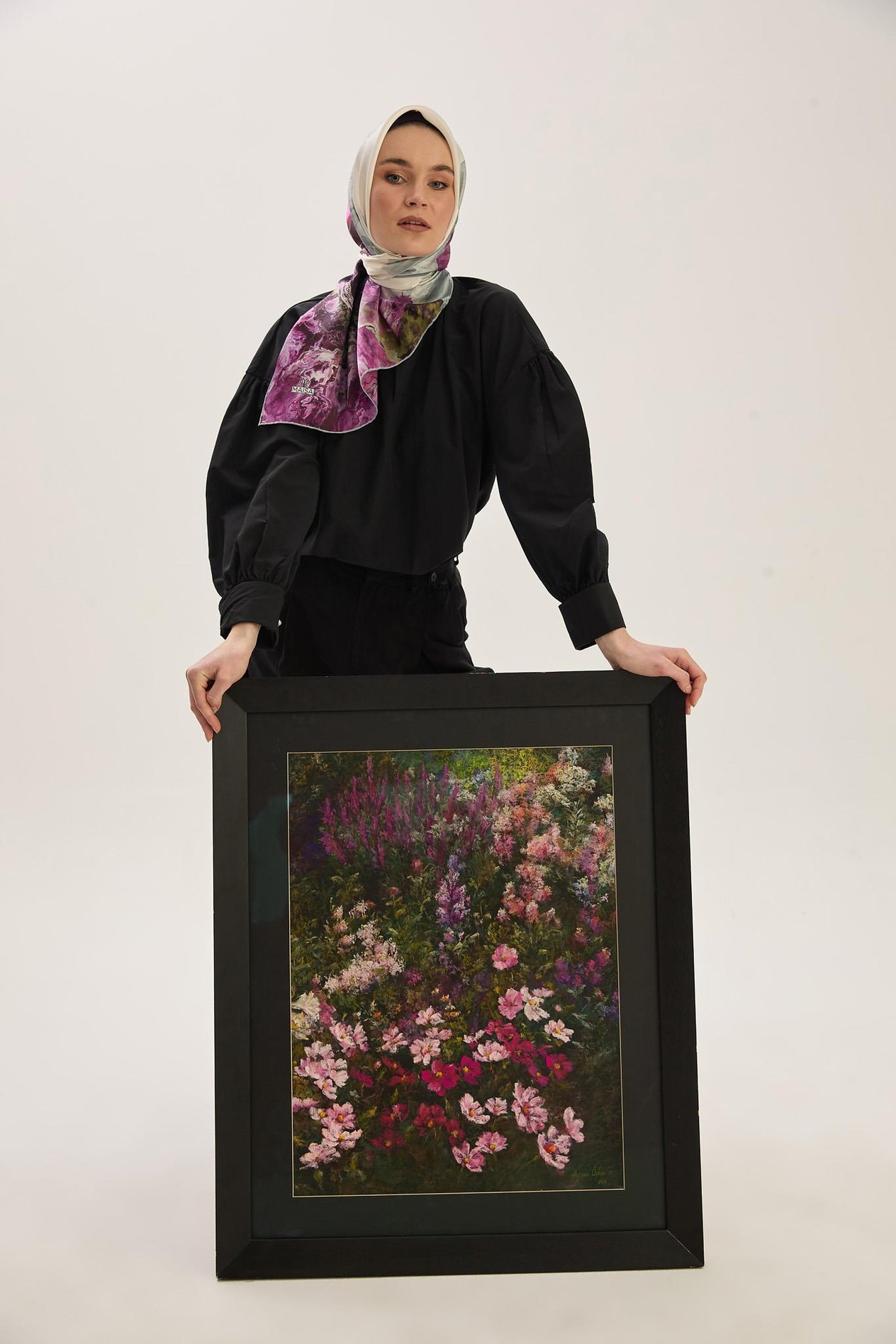 KATRE SURA İPEK EŞARP 90*90 CM - MOR