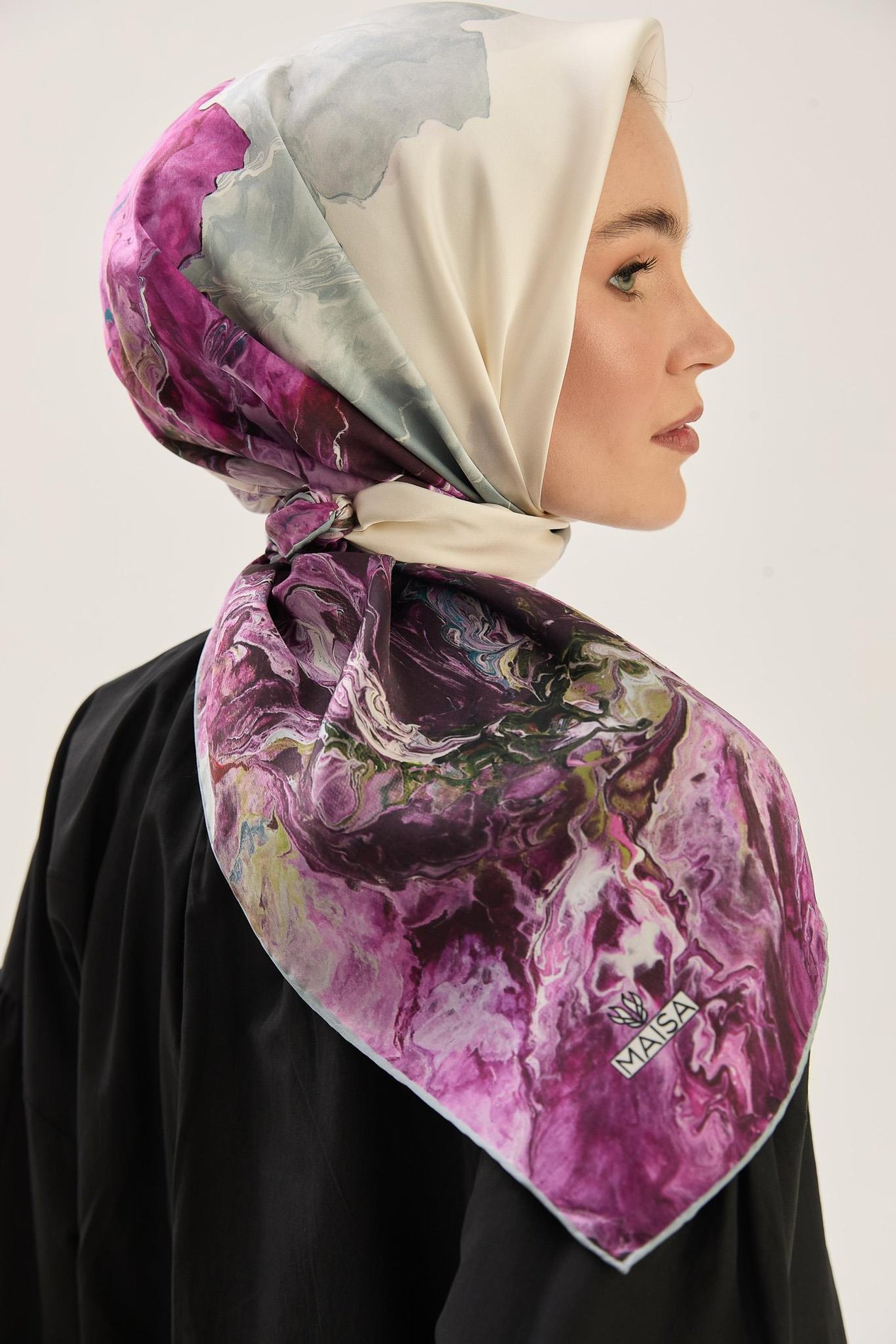 KATRE SURA İPEK EŞARP 90*90 CM - MOR