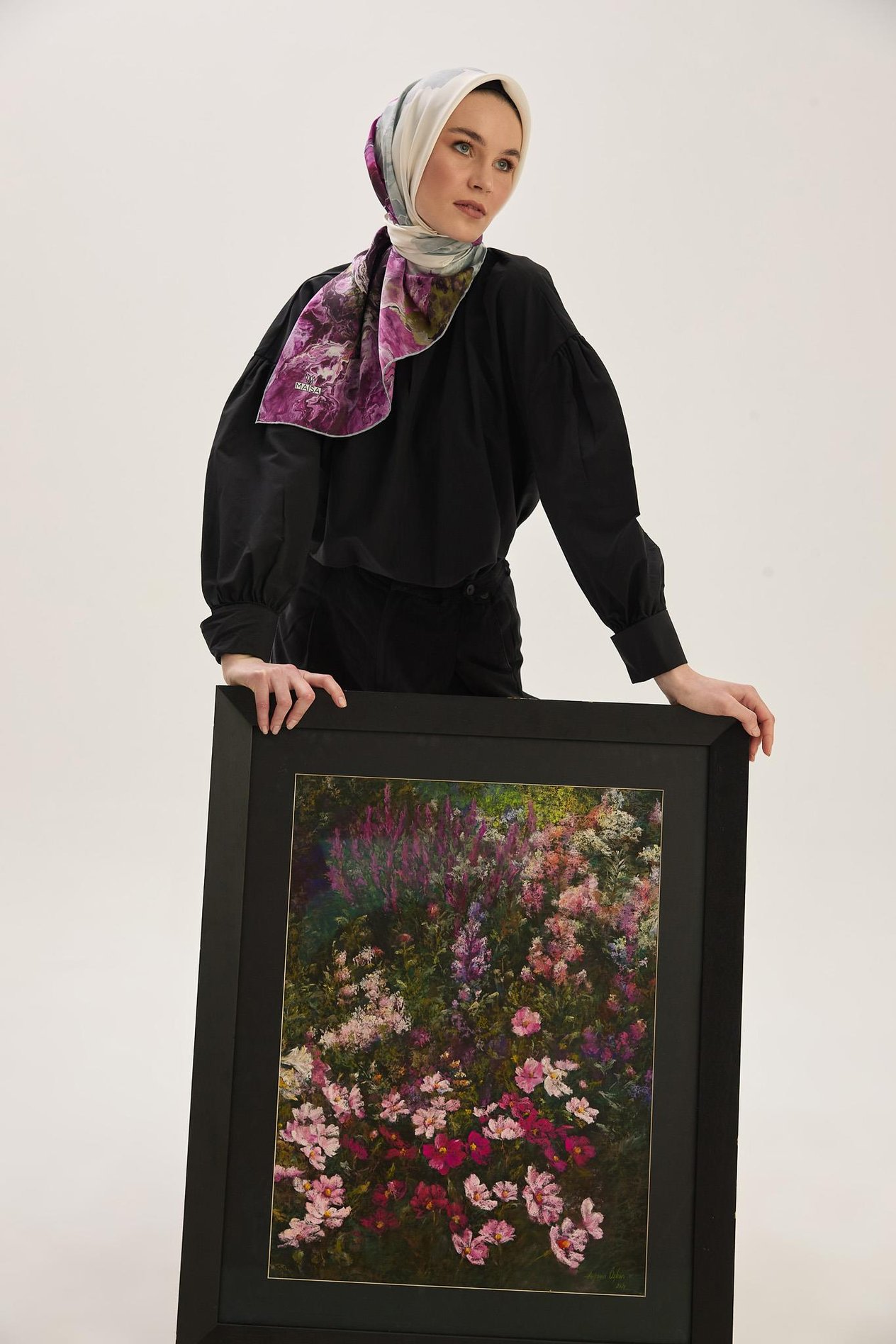 KATRE SURA İPEK EŞARP 90*90 CM - MOR