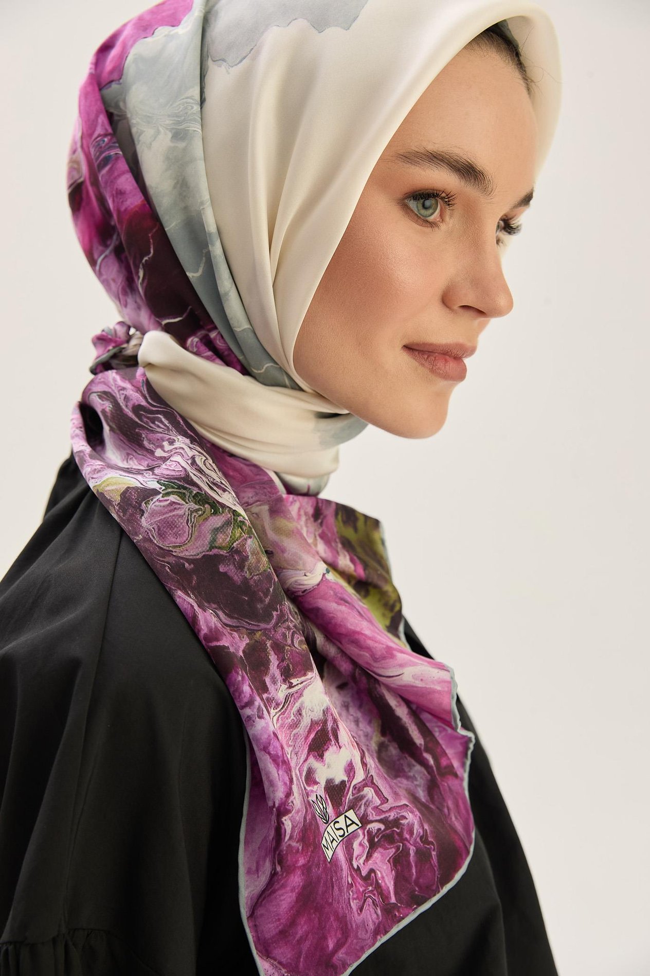 KATRE SURA İPEK EŞARP 90*90 CM - MOR