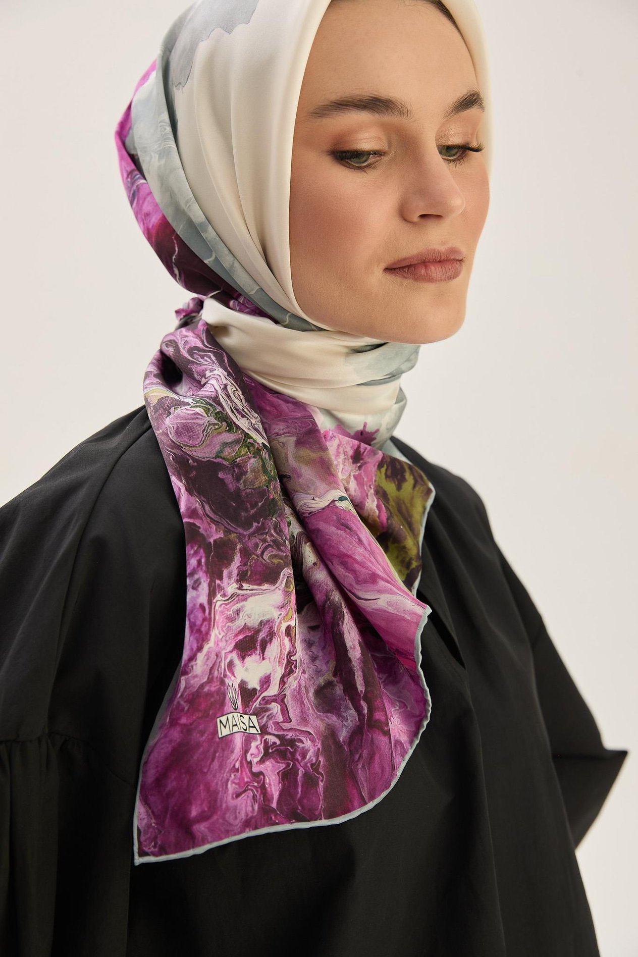 KATRE SURA İPEK EŞARP 90*90 CM - MOR