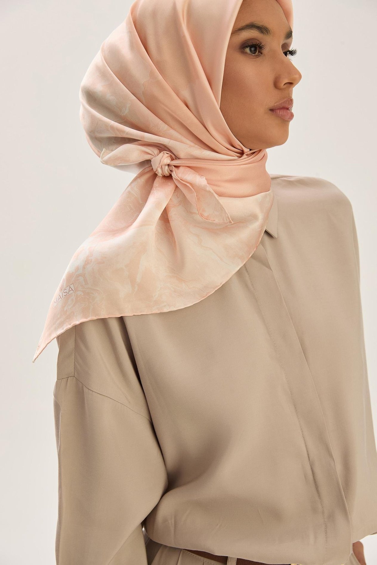 KATRE SURA İPEK EŞARP 90*90 CM - SOMON