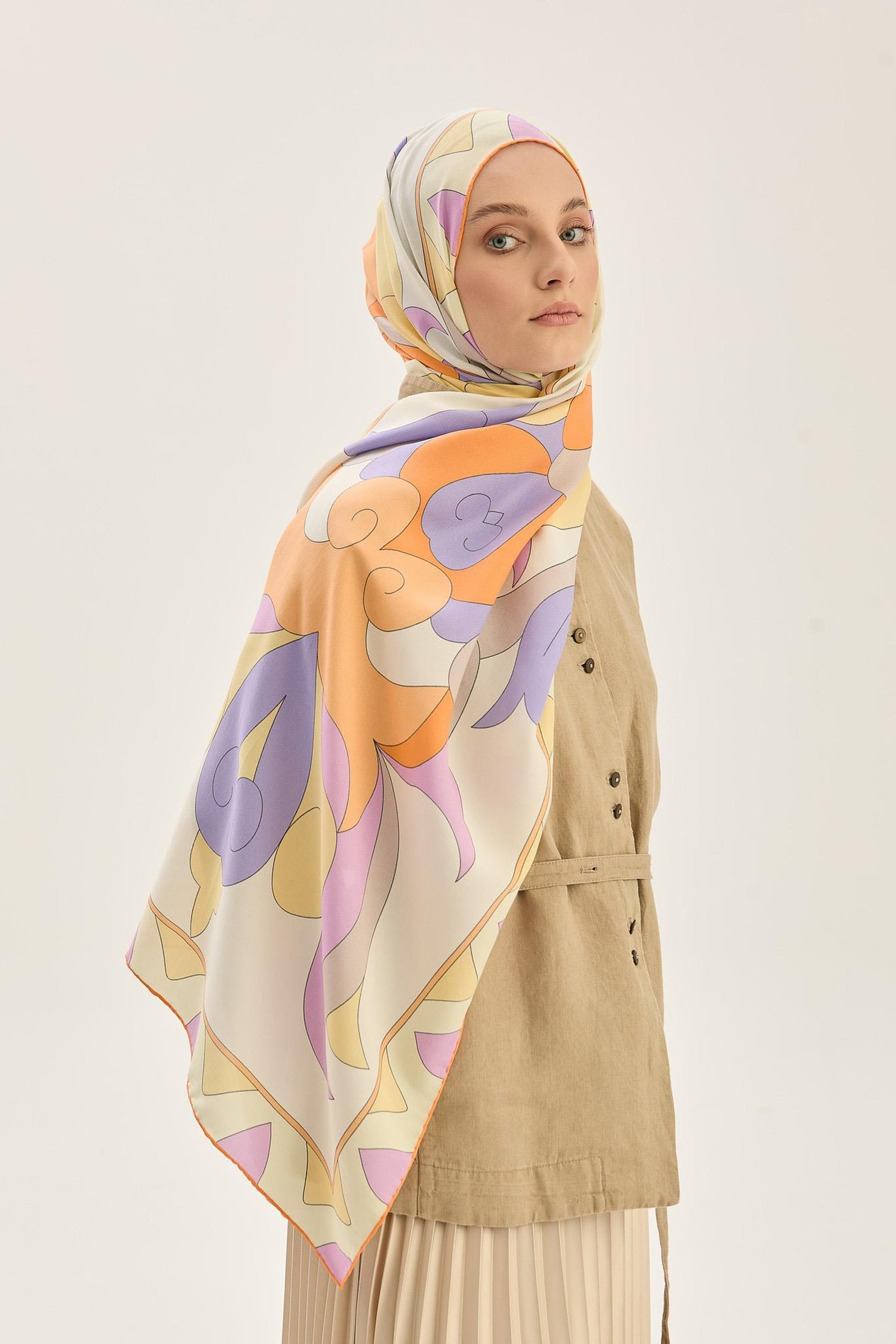 MAH PAMUK İPEK ŞAL 70*190 CM - LİLA