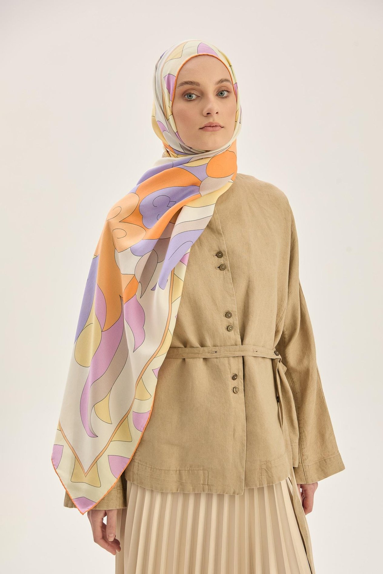 MAH PAMUK İPEK ŞAL 70*190 CM - LİLA