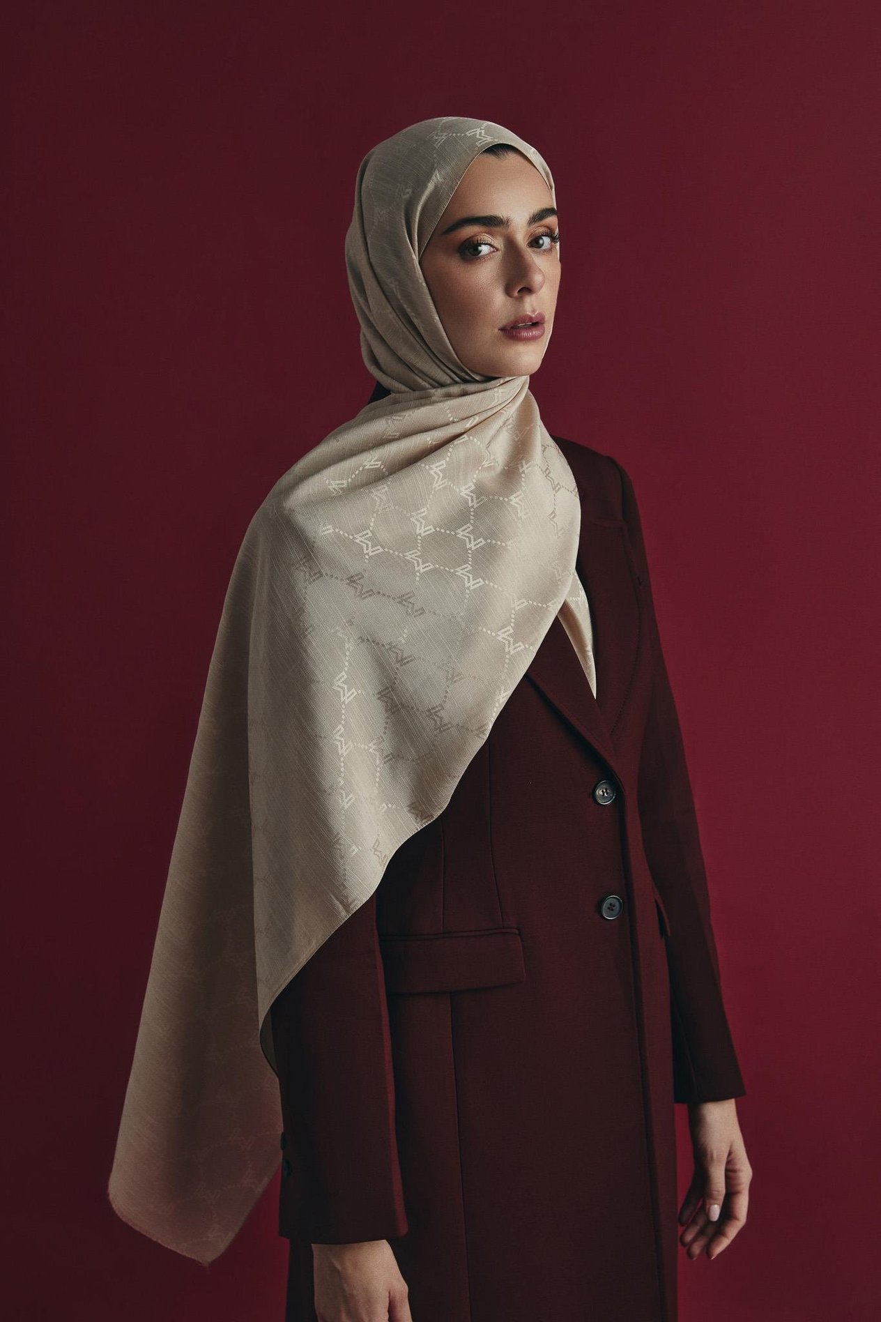 NEDA PAMUK İPEK ŞAL 70*190 CM - BEJ