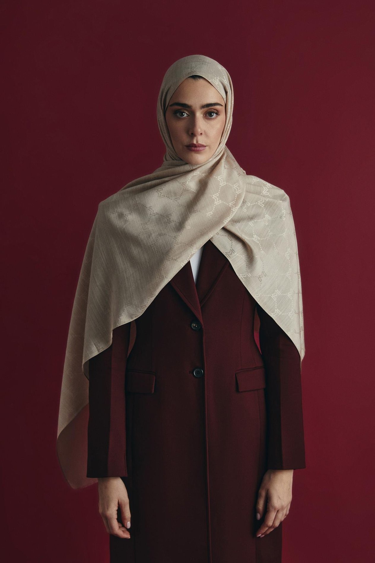 NEDA PAMUK İPEK ŞAL 70*190 CM - BEJ