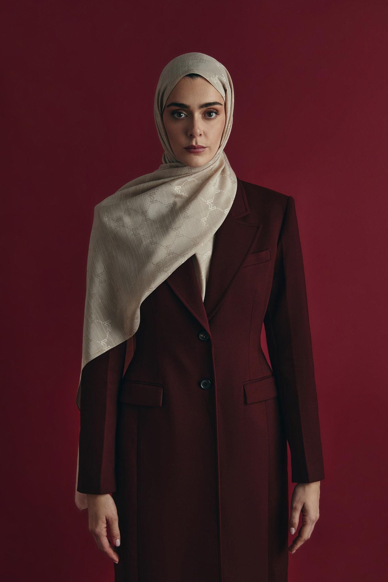 NEDA PAMUK İPEK ŞAL 70*190 CM - BEJ