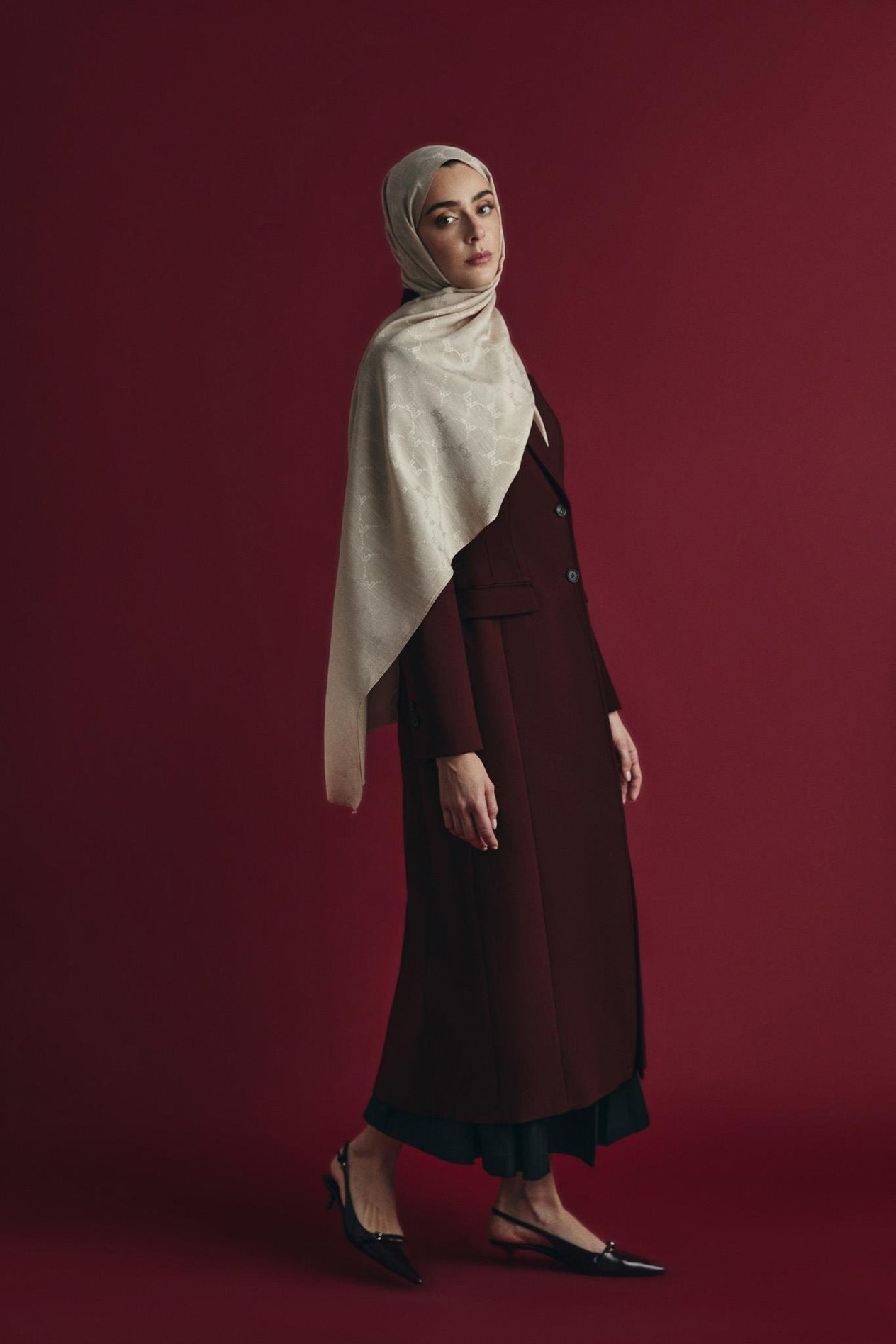 NEDA PAMUK İPEK ŞAL 70*190 CM - BEJ