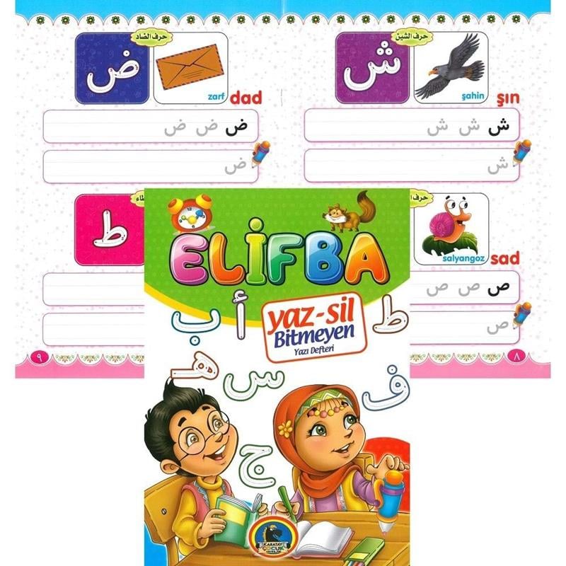 Yaz Sil Elifba Bitmeyen Yazı Defteri+Tahta Kalemi