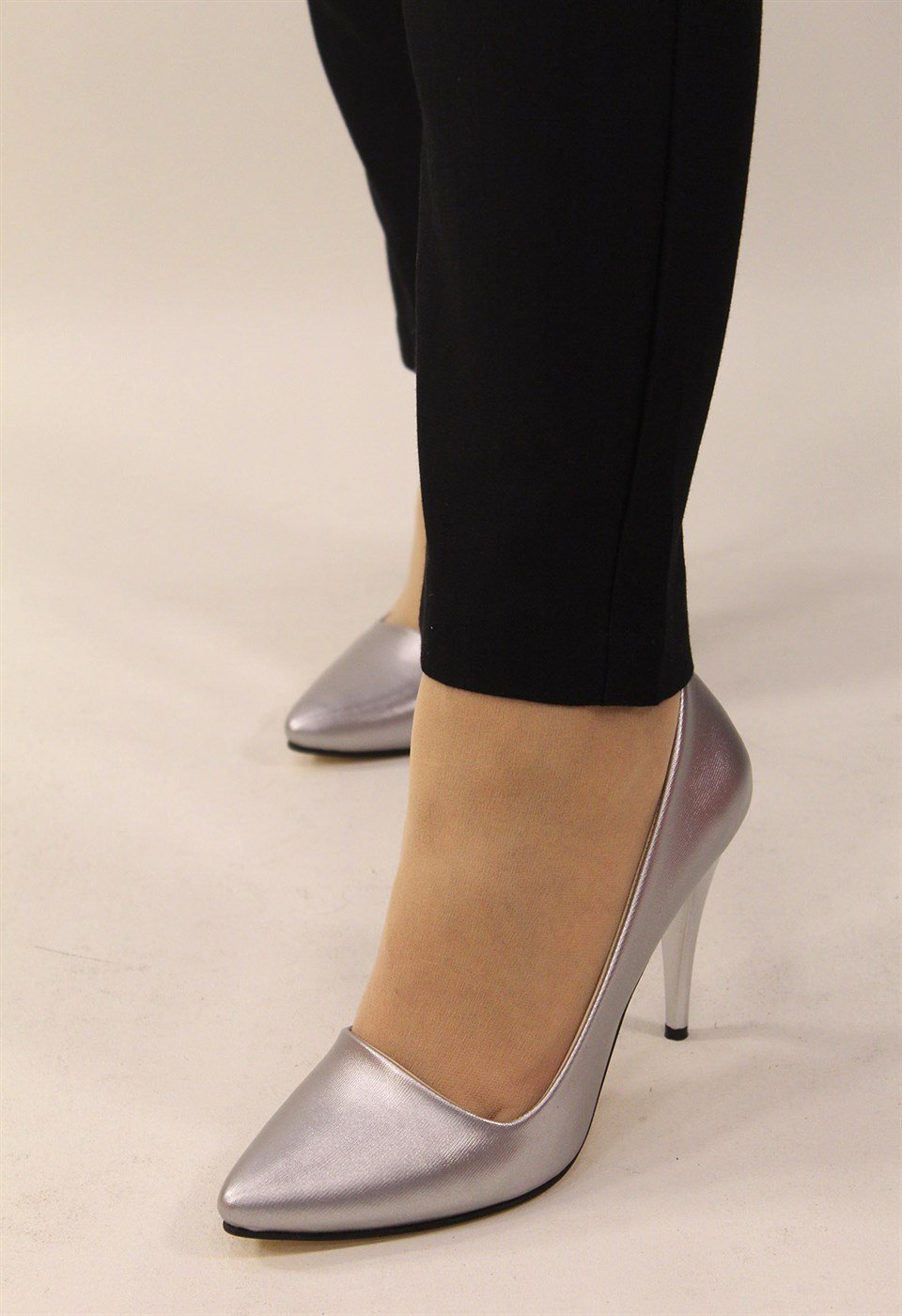 Kadın Gümüş Kalem Topuk Stiletto Ayakkabı