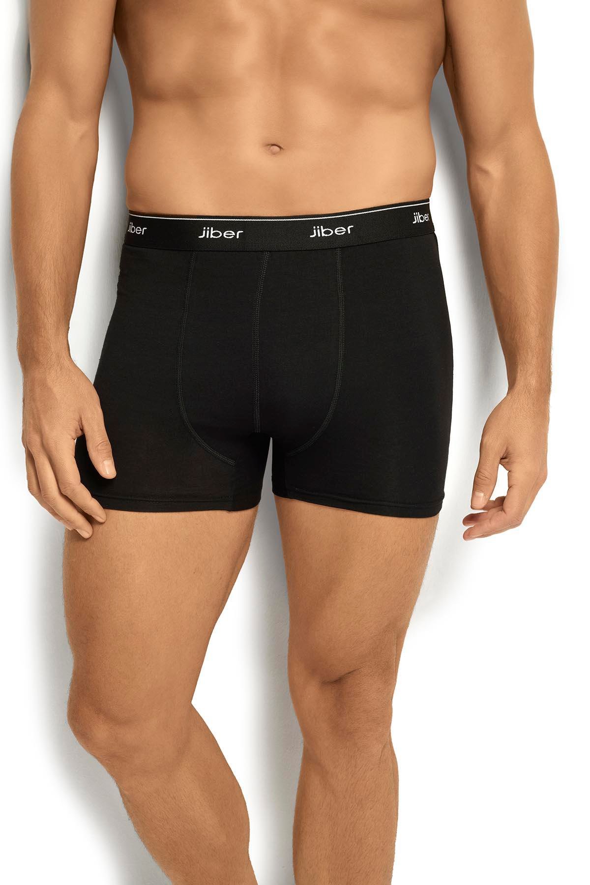 Erkek Siyah Pamuklu Likralı Boxer 156