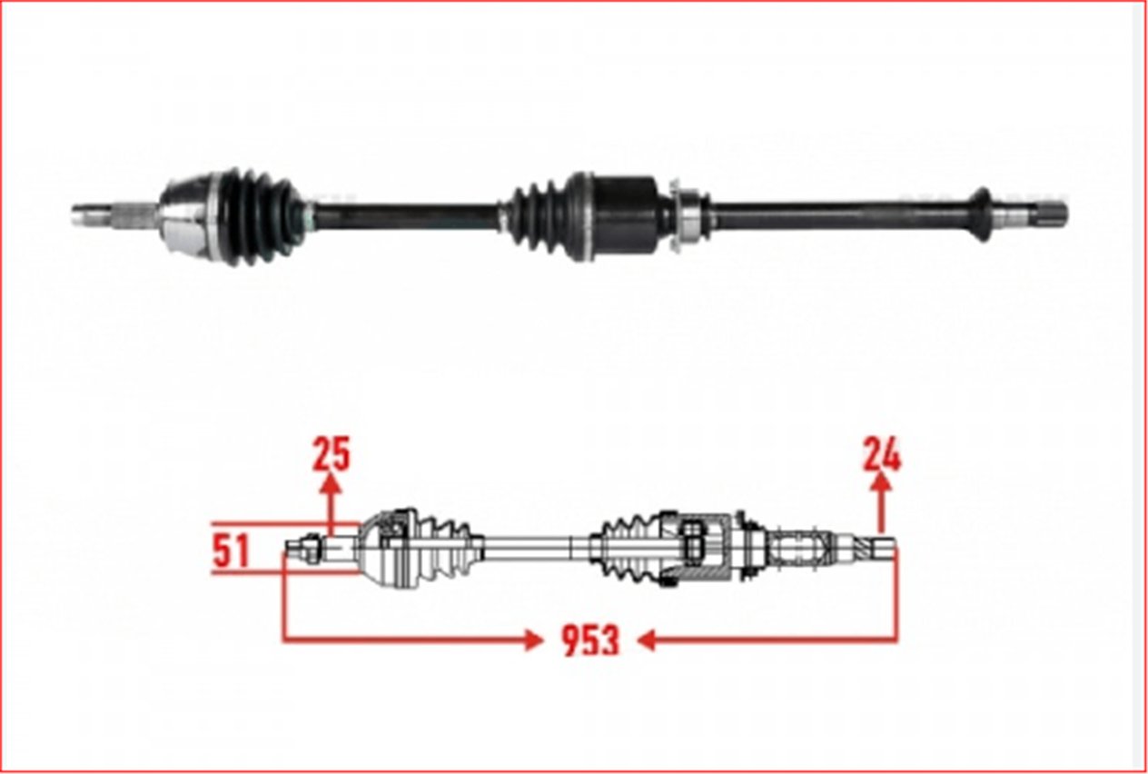 52068572M - (TFS0192)KOMPLE AKS SAG ON (IC AKS KAFASI TAKILI) FIAT EGEA 1.3 MJT M-T 953MM 2015- (FI-8077)-MOTORTEC-FIAT / MOTORTEC