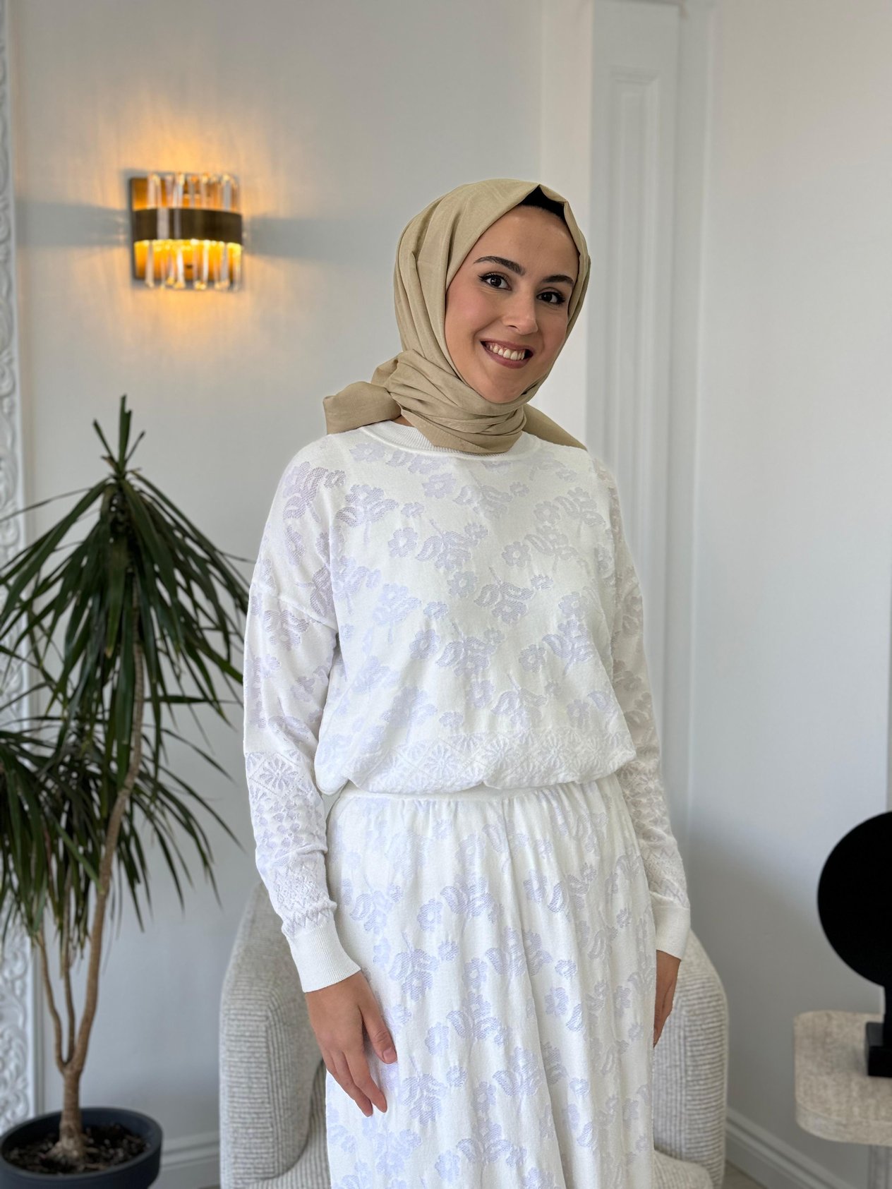 Misswhence Triko Etekli Takım Ekru miss252-253