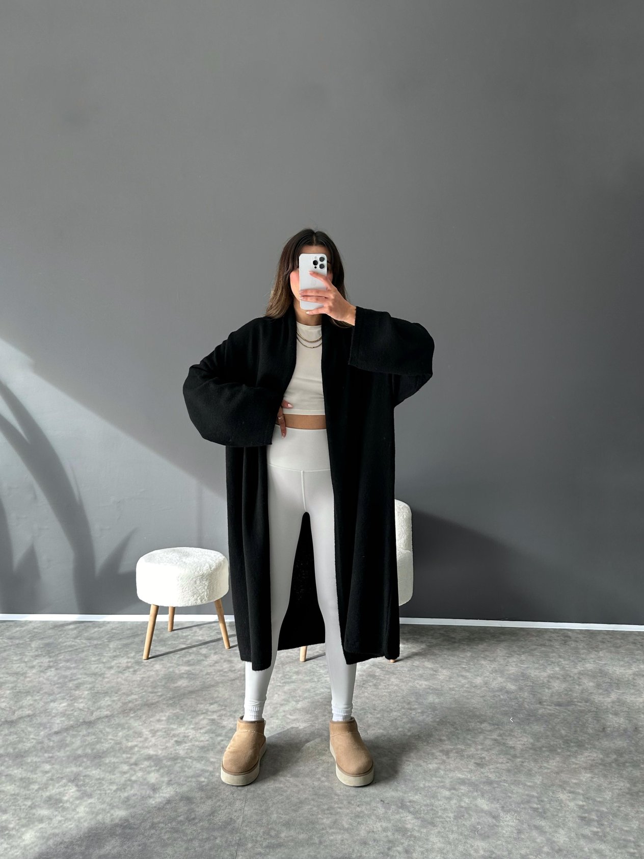 Brausa Siyah Oversize Uzun HırkaGausHIRKAGU002621