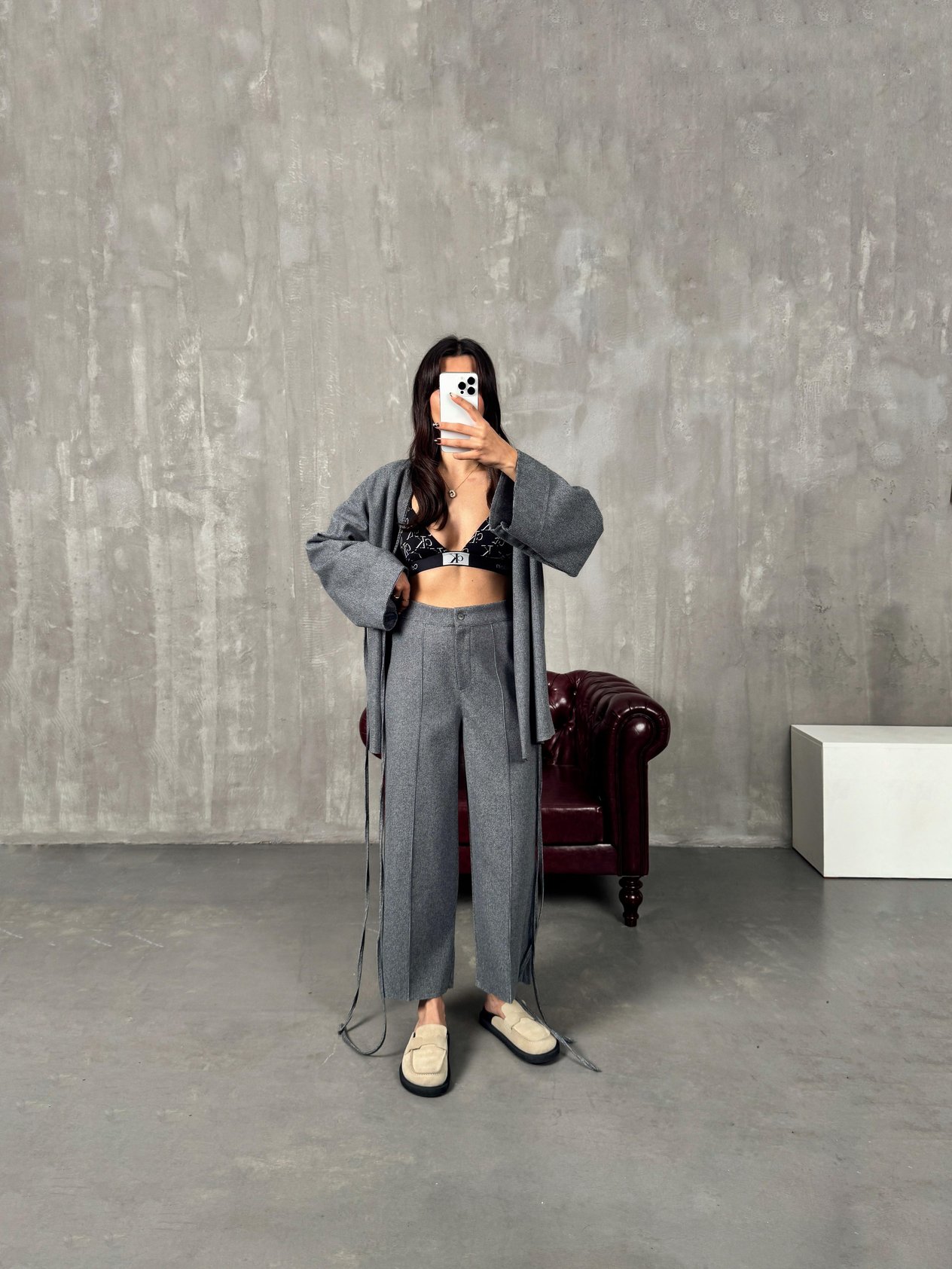 Drex Antrasit Yumuşak Kaşe Kimono TakımGausTAKIMGU00903812