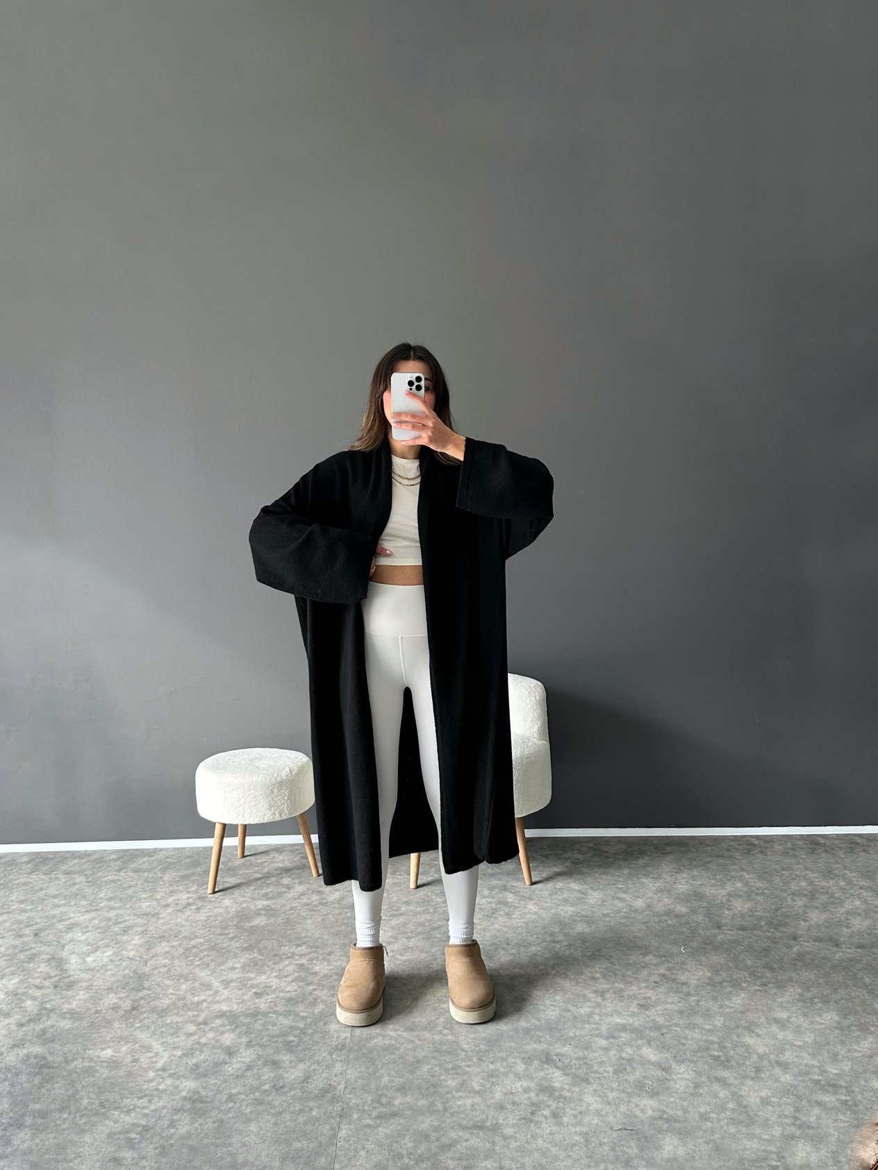 Brausa Siyah Oversize Uzun HırkaGausHIRKAGU002621