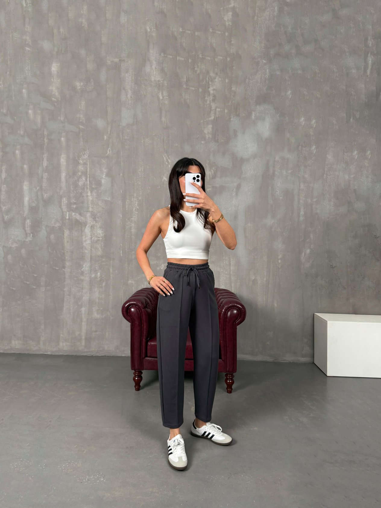Sofia Anthracite Oysh Equivalent Modal Fabric Balloon Pants