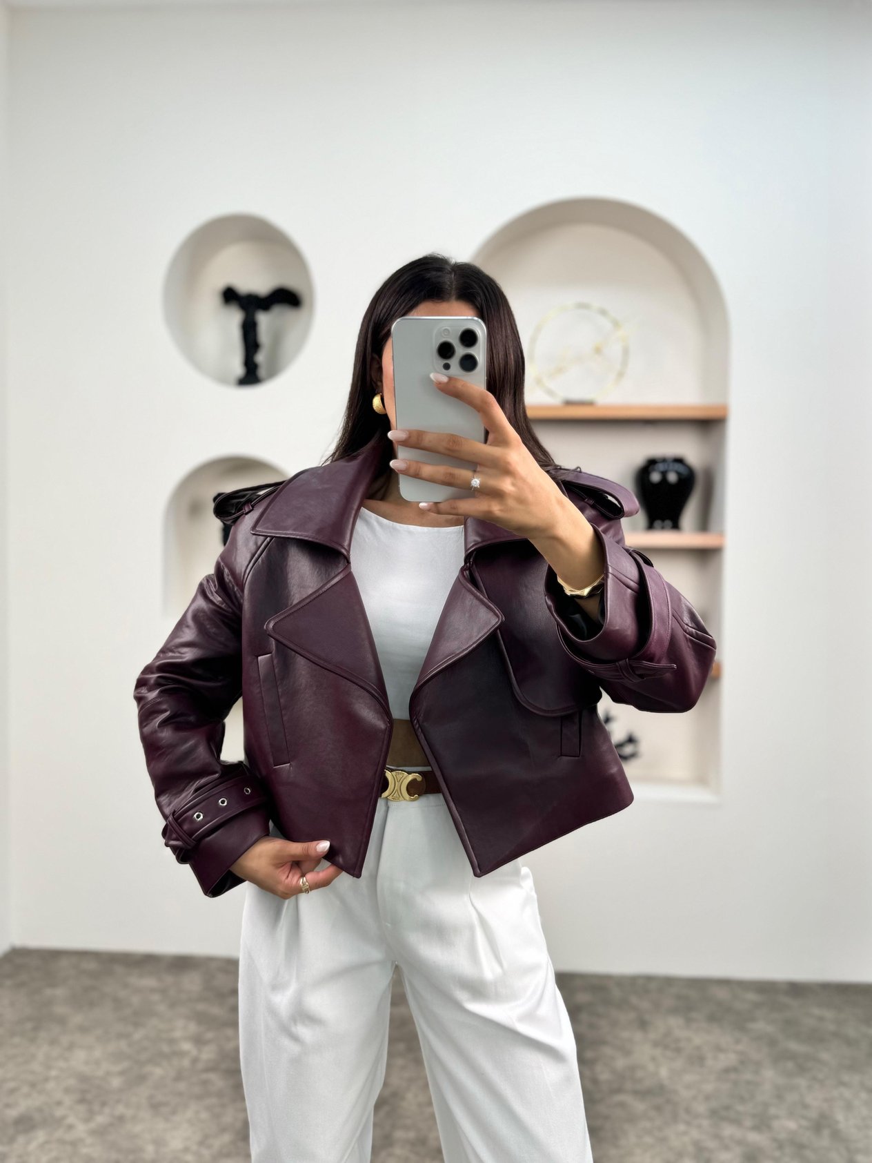 Nova Bordo Premium Tasarım Astarlı Deri CeketGausCEKETGU0090374