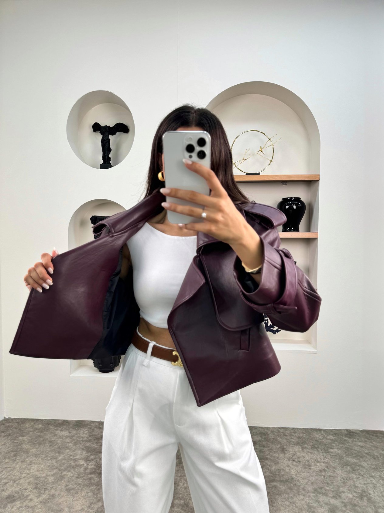 Nova Bordo Premium Tasarım Astarlı Deri CeketGausCEKETGU0090374