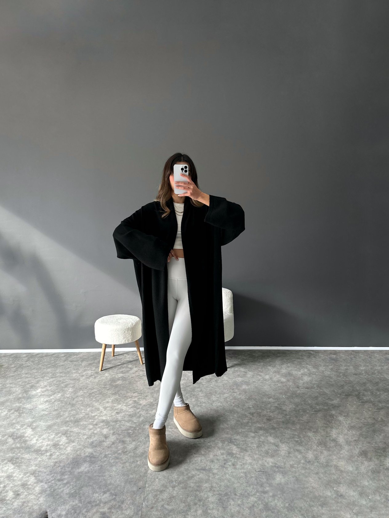 Brausa Siyah Oversize Uzun HırkaGausHIRKAGU002621