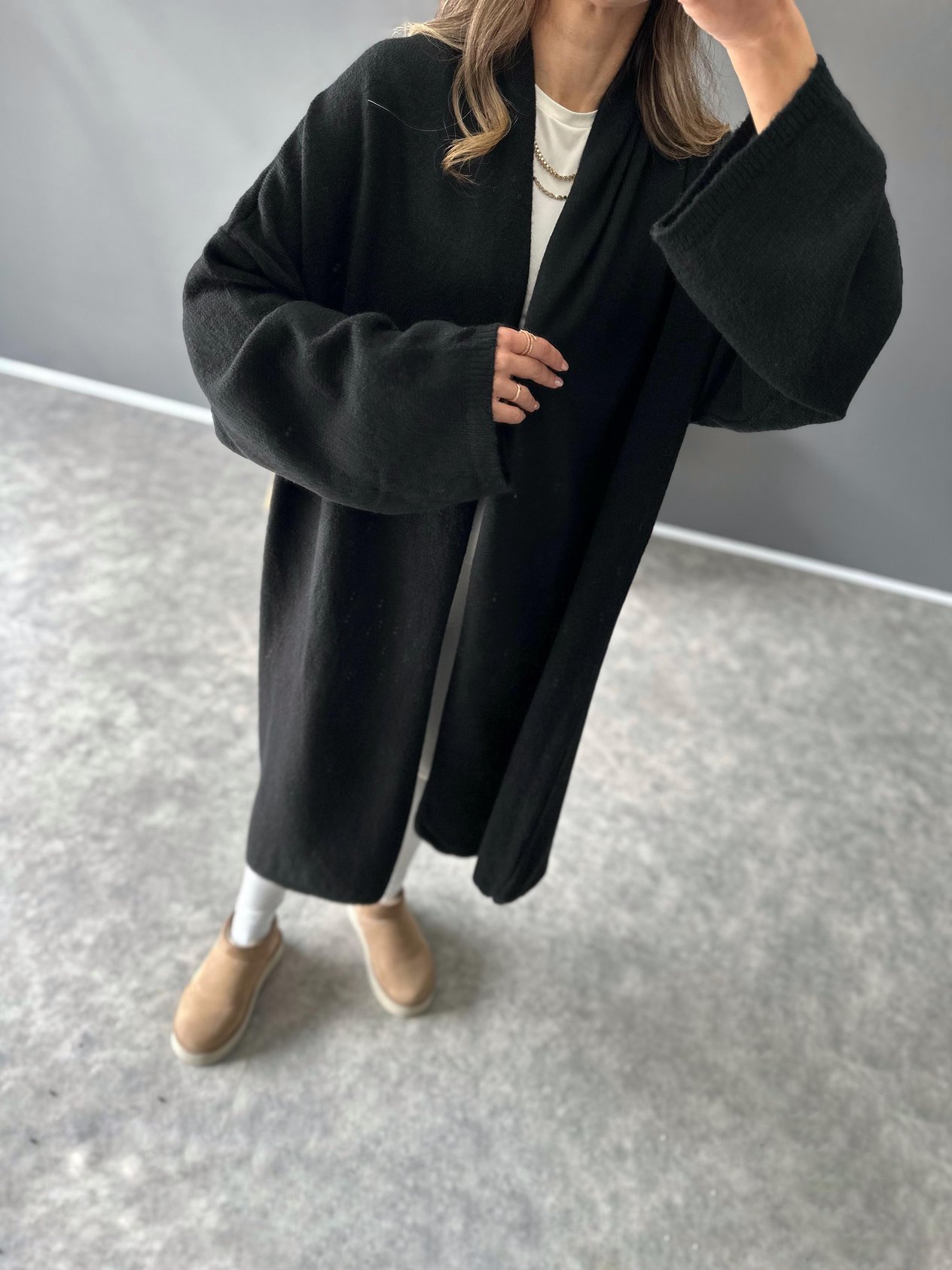 Brausa Siyah Oversize Uzun HırkaGausHIRKAGU002621