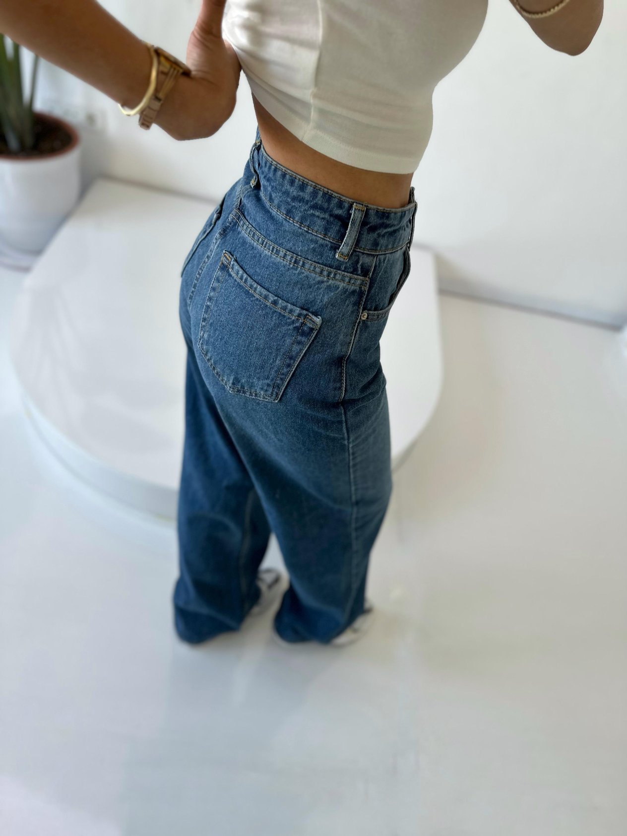 Prime Dark Blue Wide Leg Palazzo JeanGausDENİM PANTOLONGU001891